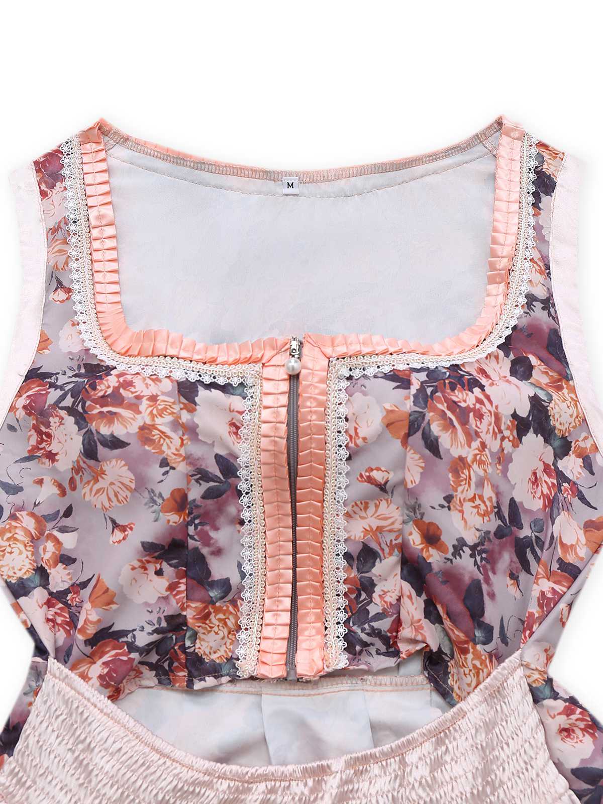 2PCS Multicolor 1950s Floral Dirndl Dress & Apron - Image 3