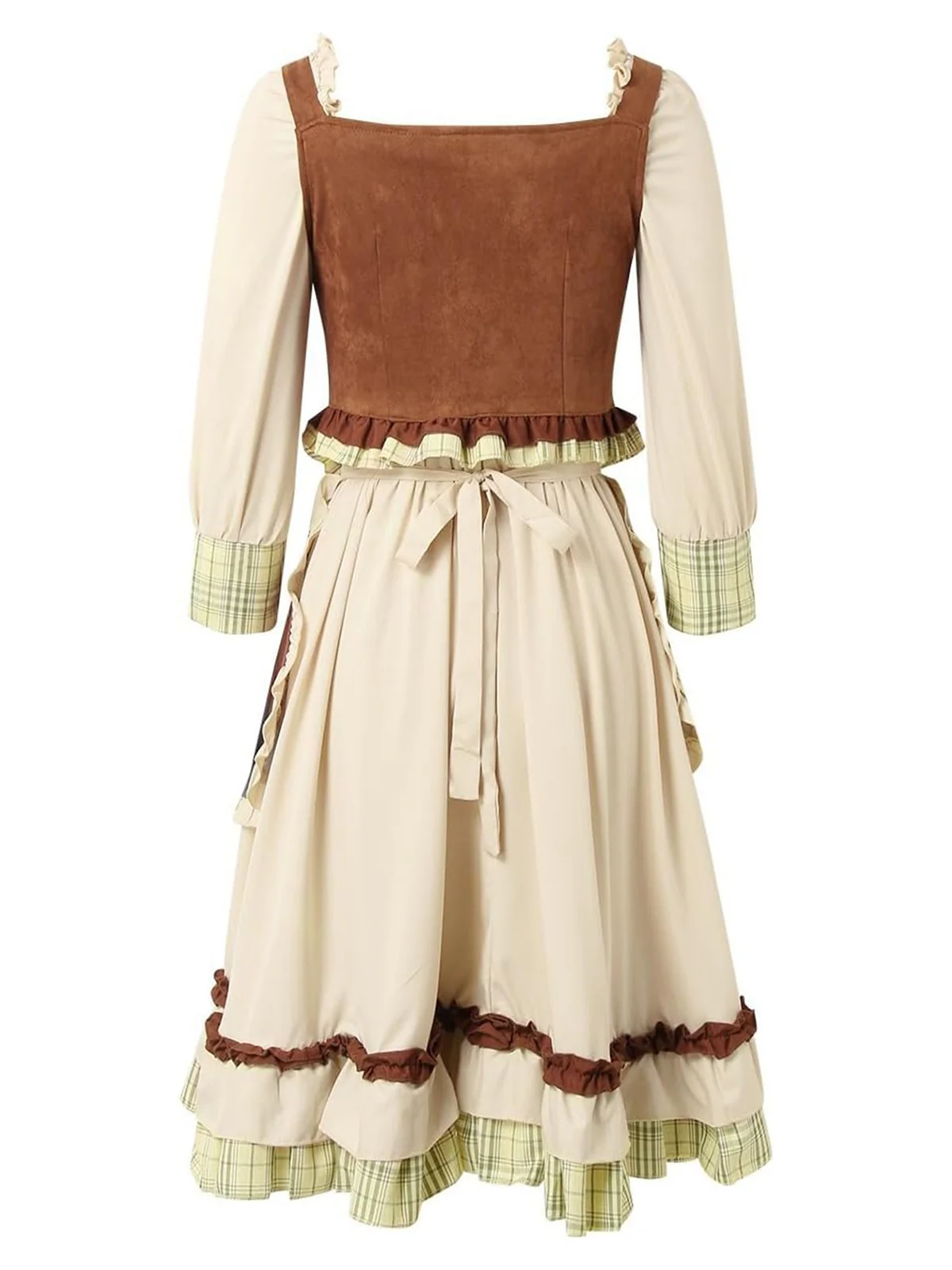 2PCS Multicolor 1950s Oktoberfest Puff Sleeves Dress - Image 3