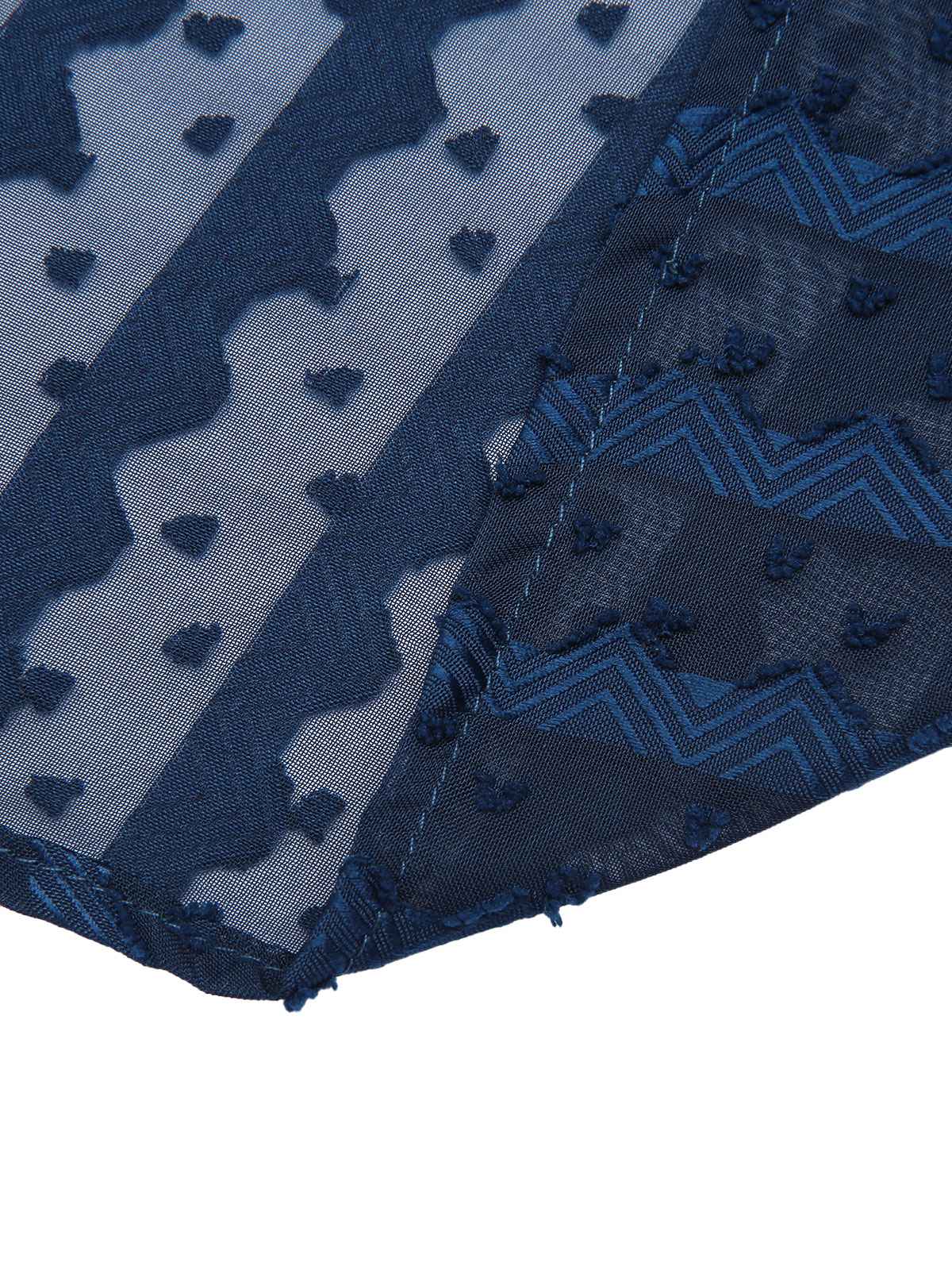 2PCS Navy Blue 1960s Stand Collar Shirt & Solid Wrap Skirts - Image 10