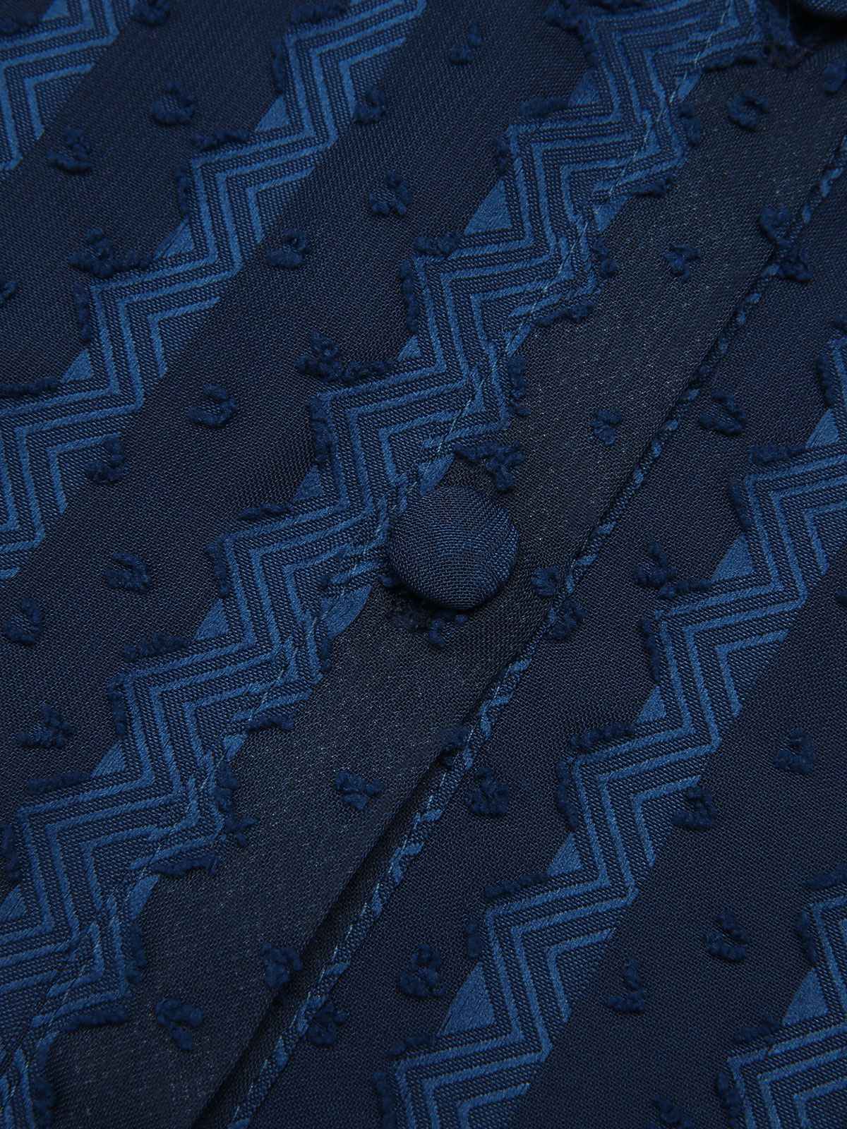 2PCS Navy Blue 1960s Stand Collar Shirt & Solid Wrap Skirts - Image 11