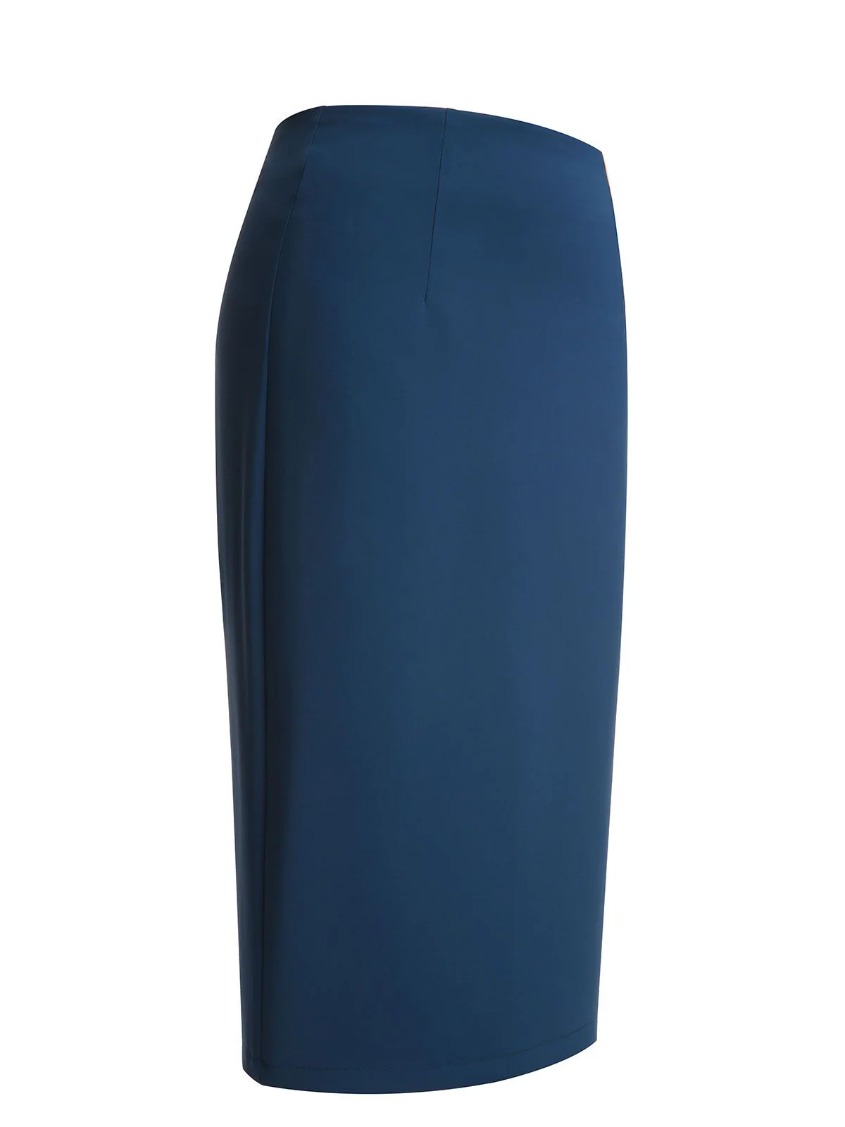 2PCS Navy Blue 1960s Stand Collar Shirt & Solid Wrap Skirts - Image 14