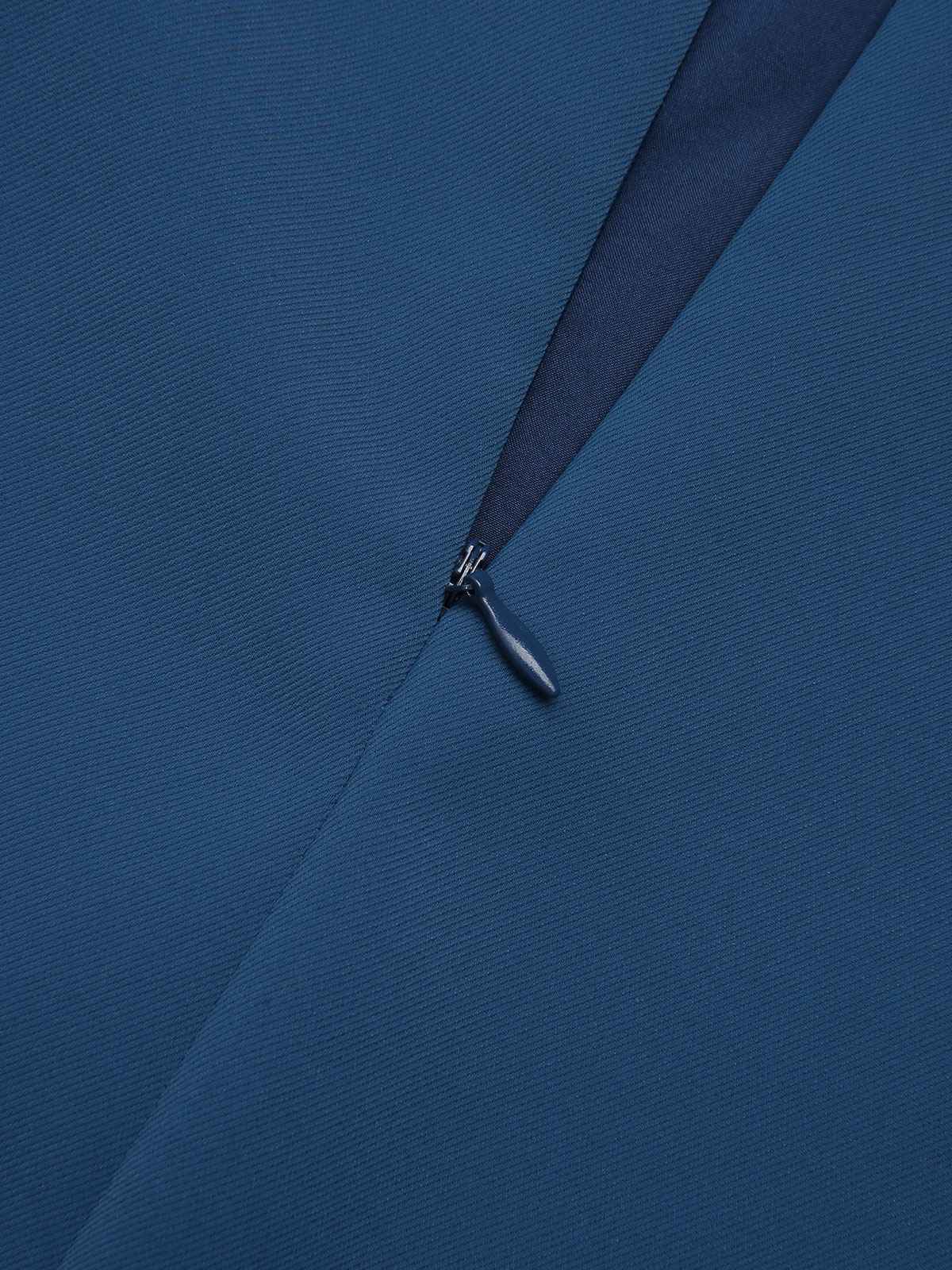 2PCS Navy Blue 1960s Stand Collar Shirt & Solid Wrap Skirts - Image 16