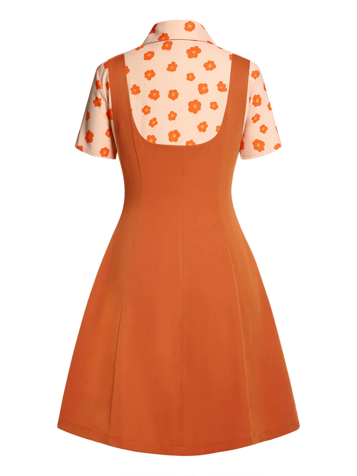 2PCS Orange 1960s Floral Shirt & Skirt - Image 4