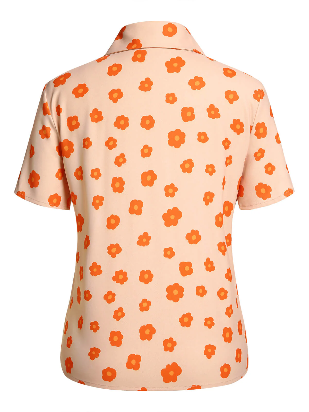 2PCS Orange 1960s Floral Shirt & Skirt - Image 7