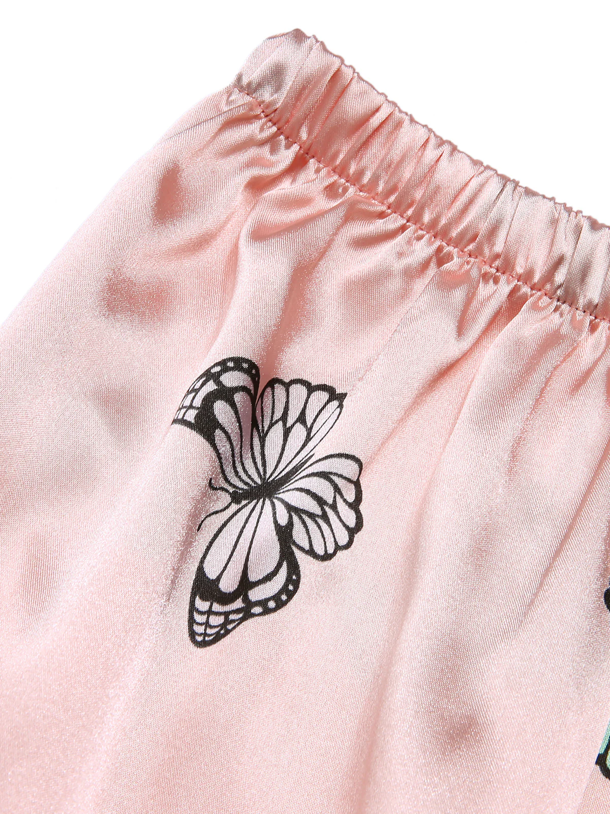 2PCS Pink 1950s Butterfly Suspender V-Neck Sleepwear - Image 5
