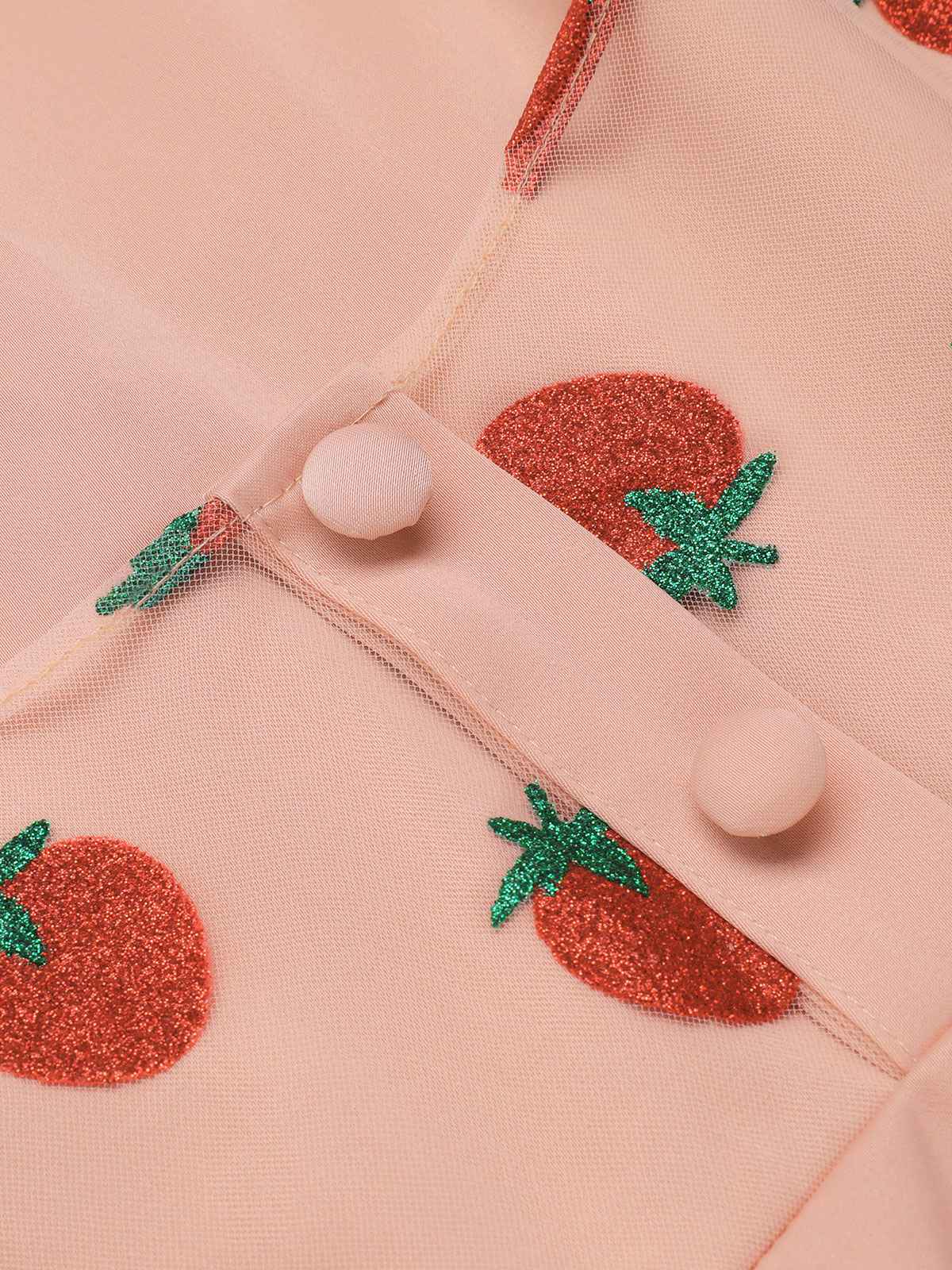 2PCS Pink 1950s Halter Strawberry Romper & Umbrella Skirt - Image 9