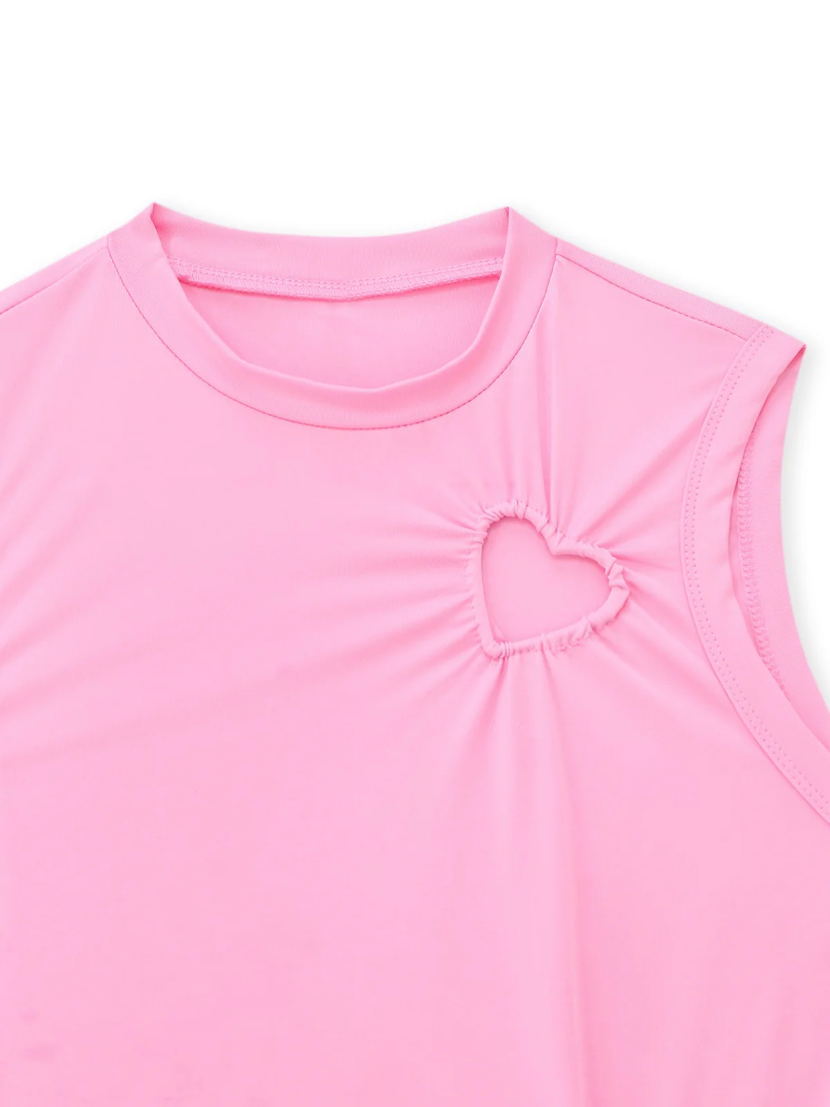 2PCS Pink 1950s Solid Heart Hollow Vest & Pants - Image 3