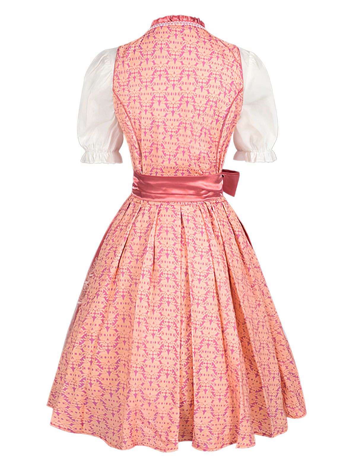 2PCS Pink 1950s Sweetheart Floral Embroidered Dress - Image 2