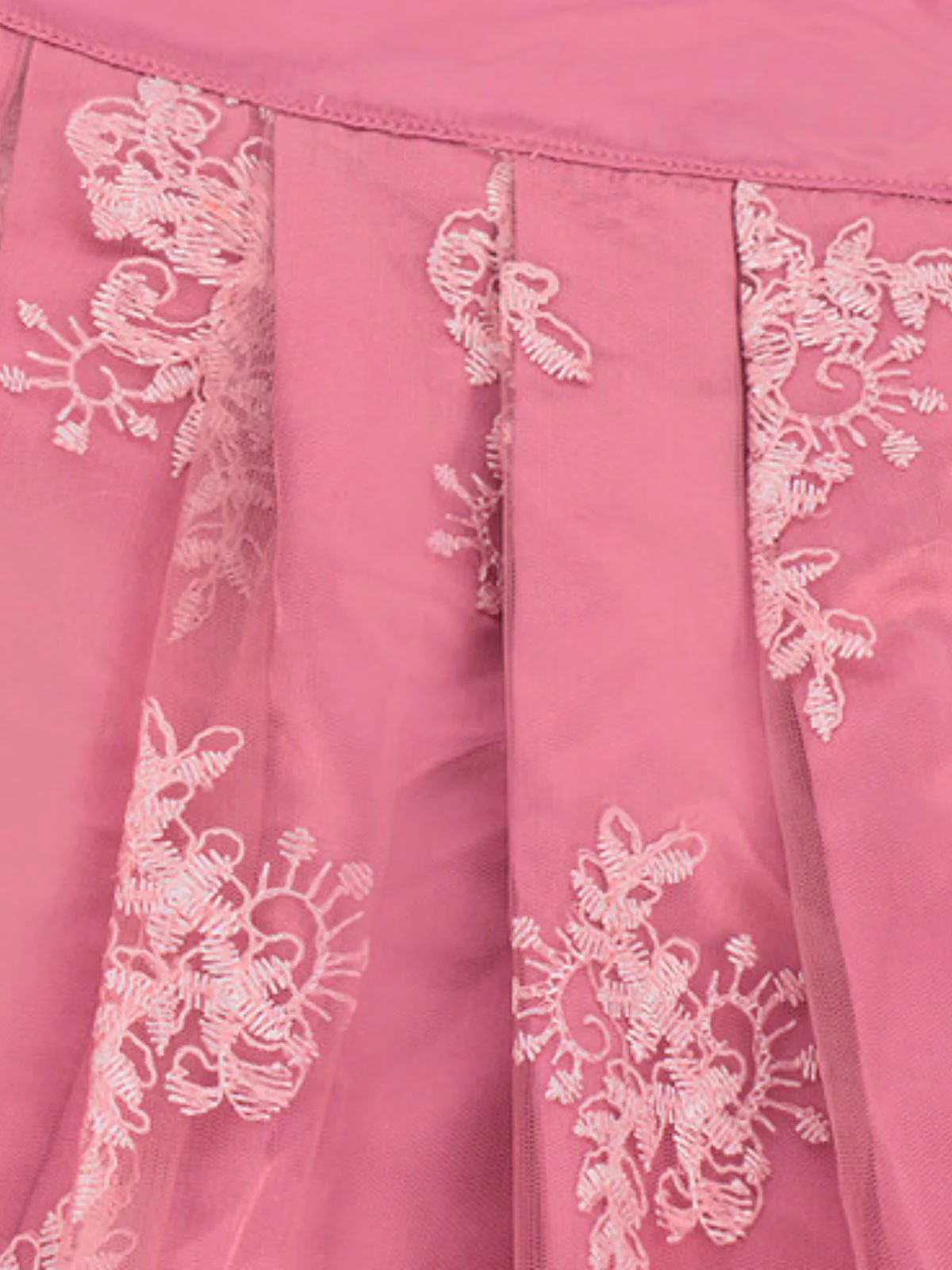 2PCS Pink 1950s Sweetheart Floral Embroidered Dress - Image 4