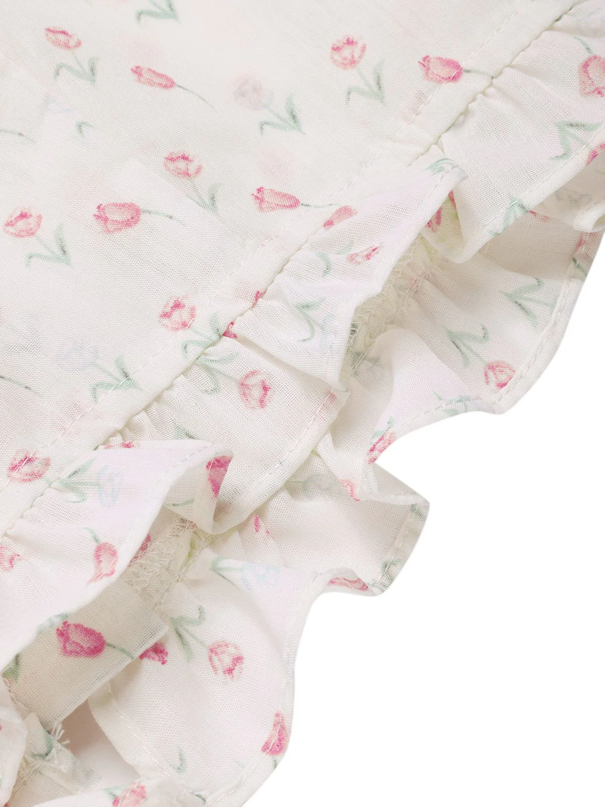 Pink 1940s Tulip V-Neck Lapel Ruffled Blouse - Image 7