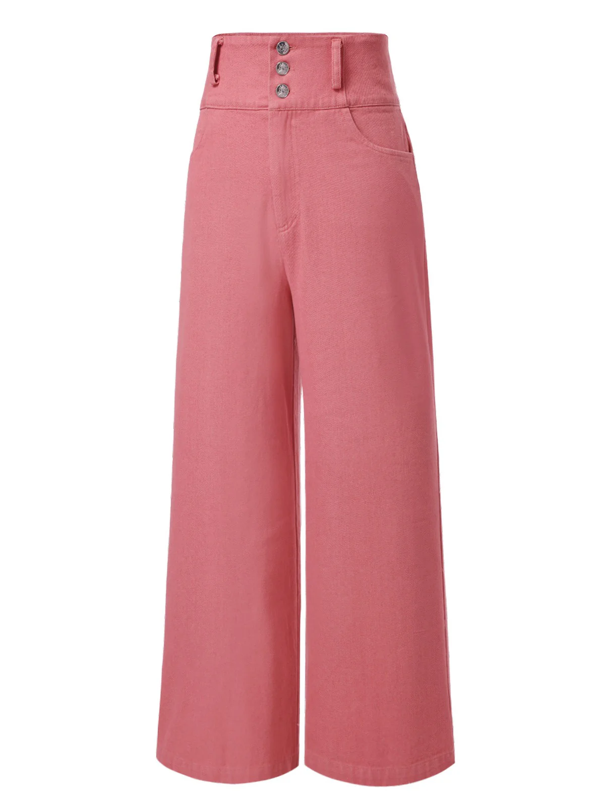 2PCS Pink 1950s Tulip Blouse & Rose Button Pants - Image 14