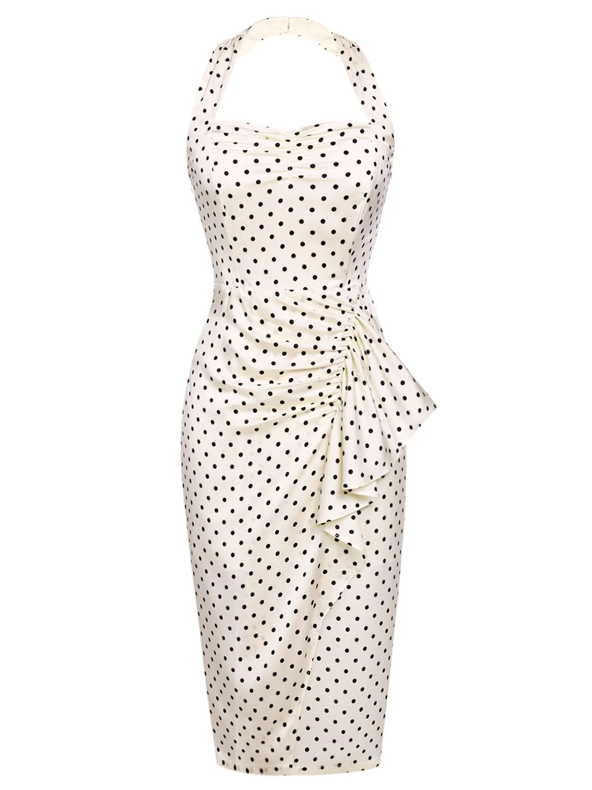 2PCS Polka Dot Ivory Pencil Dress & Sky Blue Strap Dress - Image 3