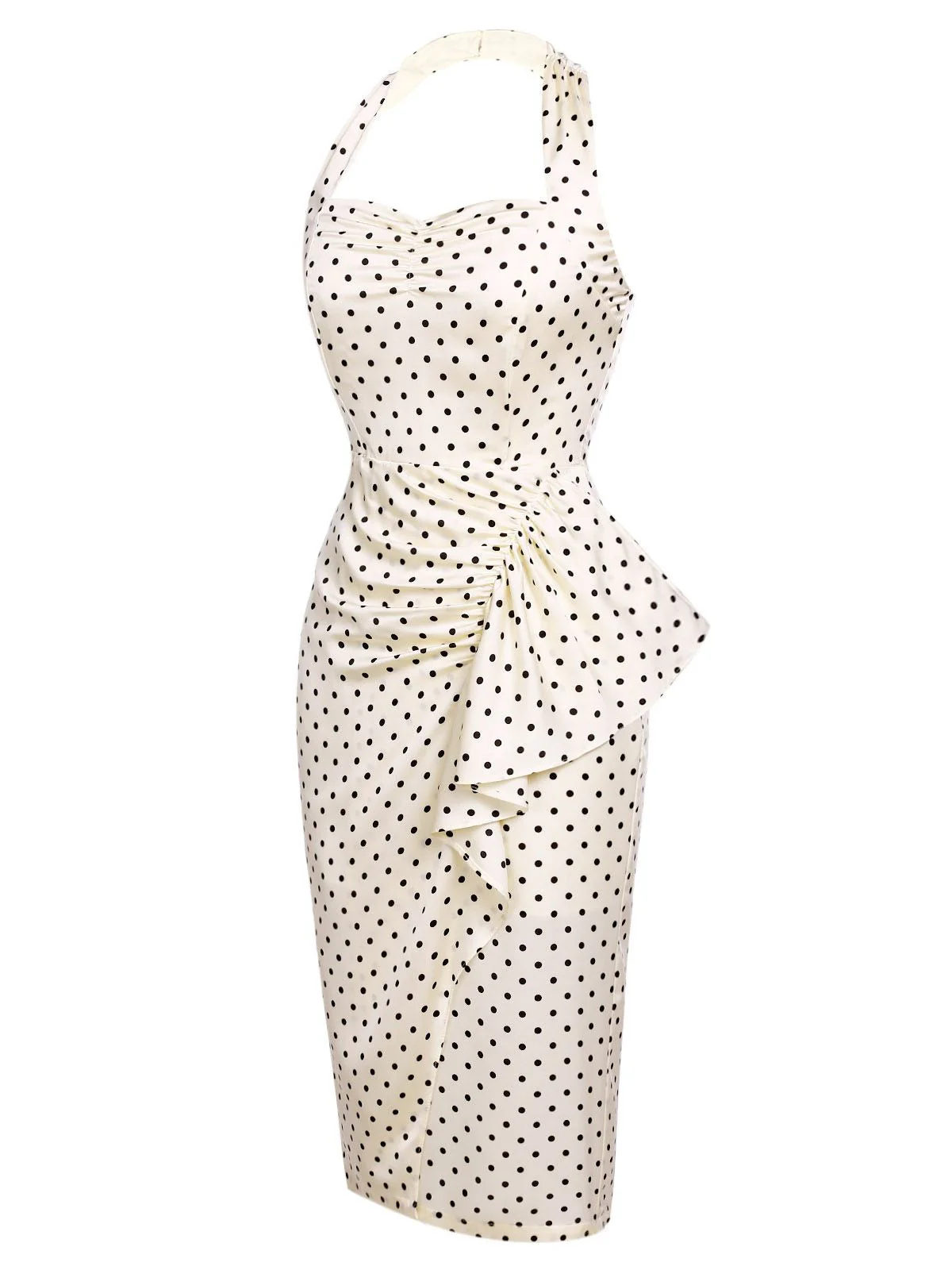 2PCS Polka Dot Ivory Pencil Dress & Sky Blue Strap Dress - Image 4