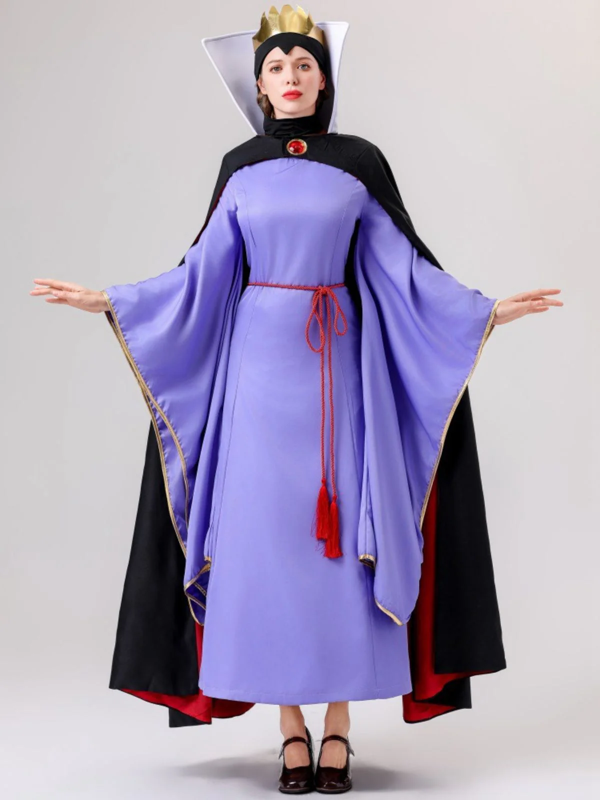 2PCS Purple 1940s Evil Queen Dress & Long Cloak - Image 3