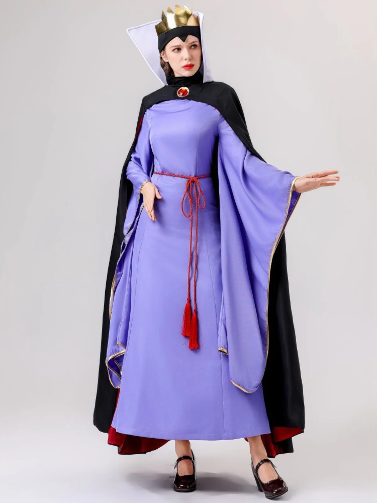 2PCS Purple 1940s Evil Queen Dress & Long Cloak - Image 4