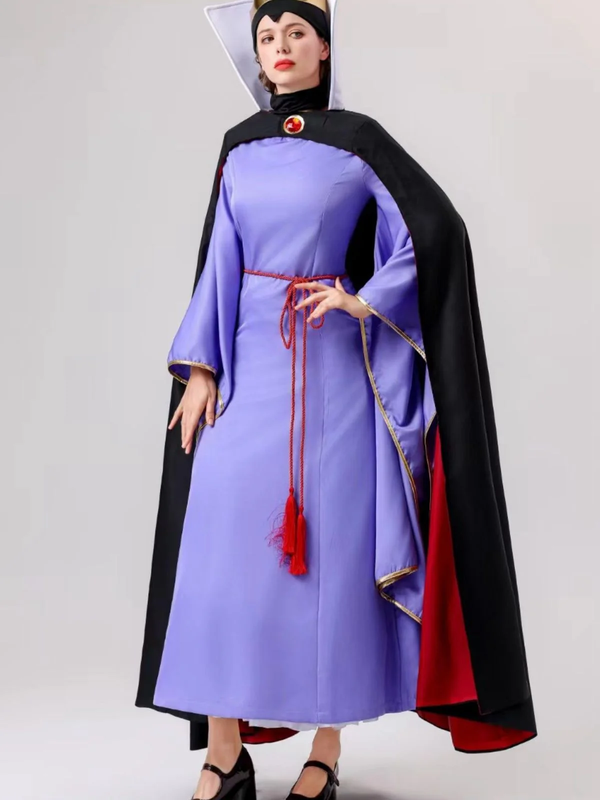 2PCS Purple 1940s Evil Queen Dress & Long Cloak - Image 6