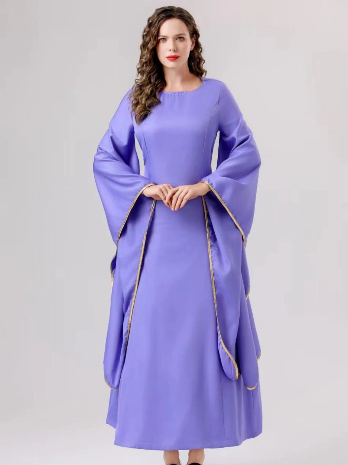2PCS Purple 1940s Evil Queen Dress & Long Cloak - Image 7