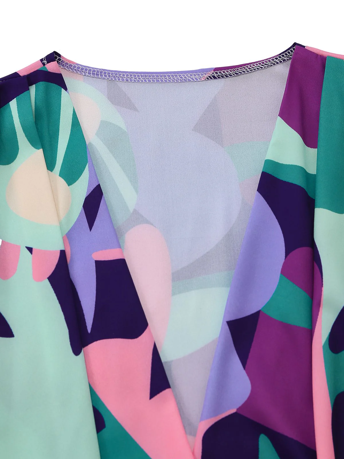 2PCS Purple 1970s Geometric Print Vest & Shorts - Image 4