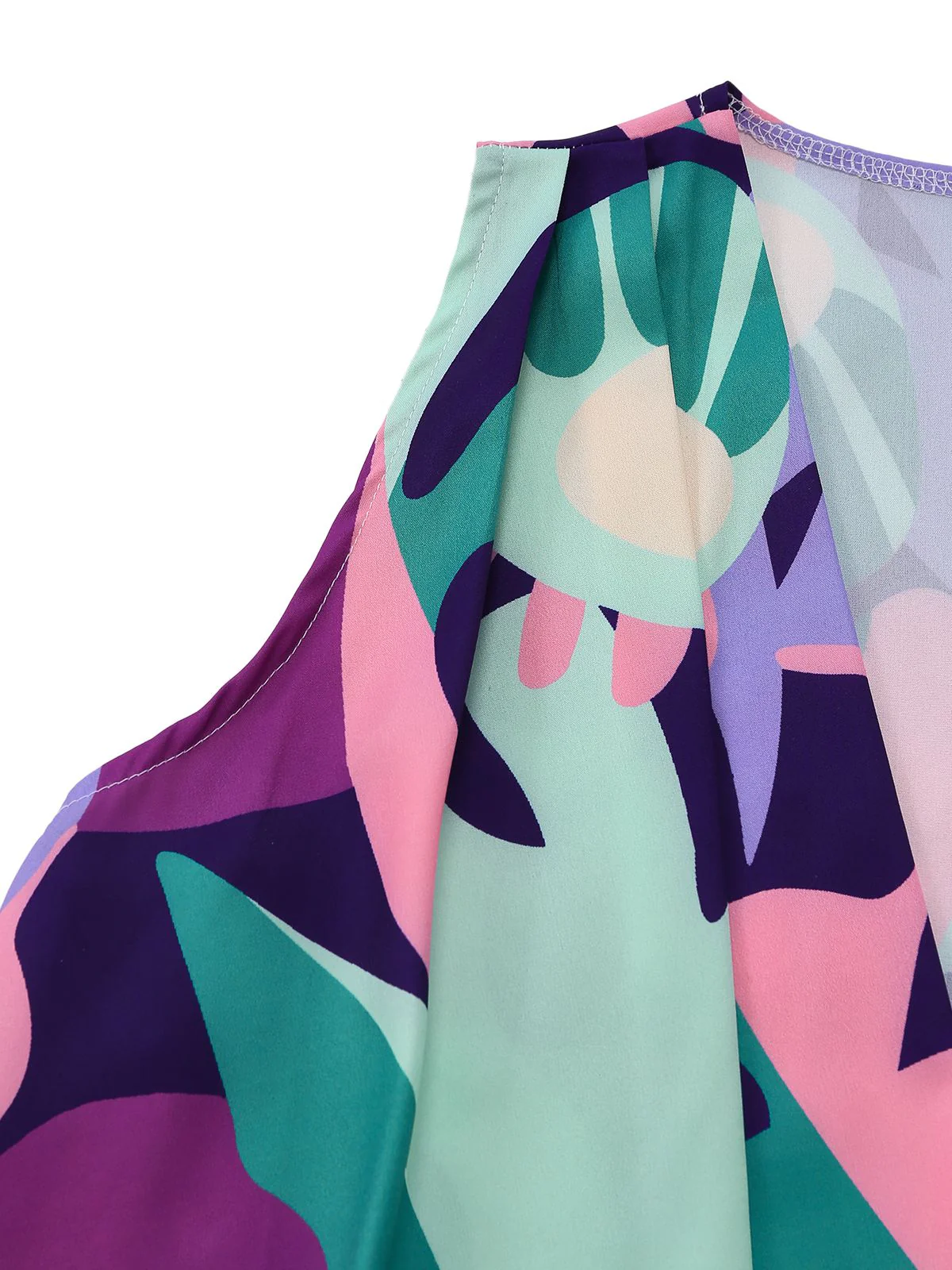 2PCS Purple 1970s Geometric Print Vest & Shorts - Image 5