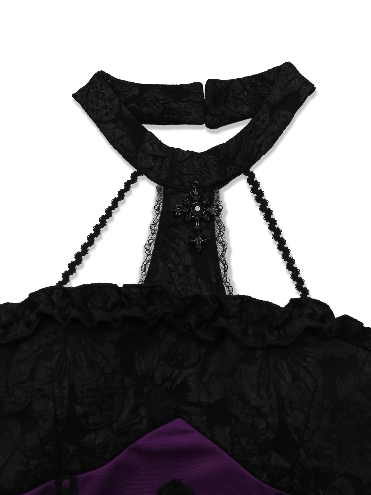 2PCS Purple 1980s Gothic Cross Witch Top & Skirt - Image 5
