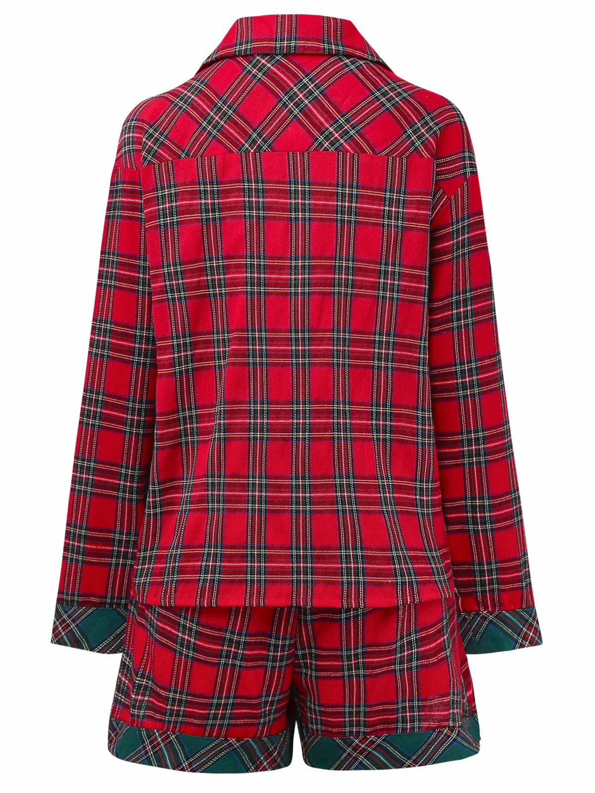2PCS Red 1930s Christmas Plaid Pajama Set - Image 2
