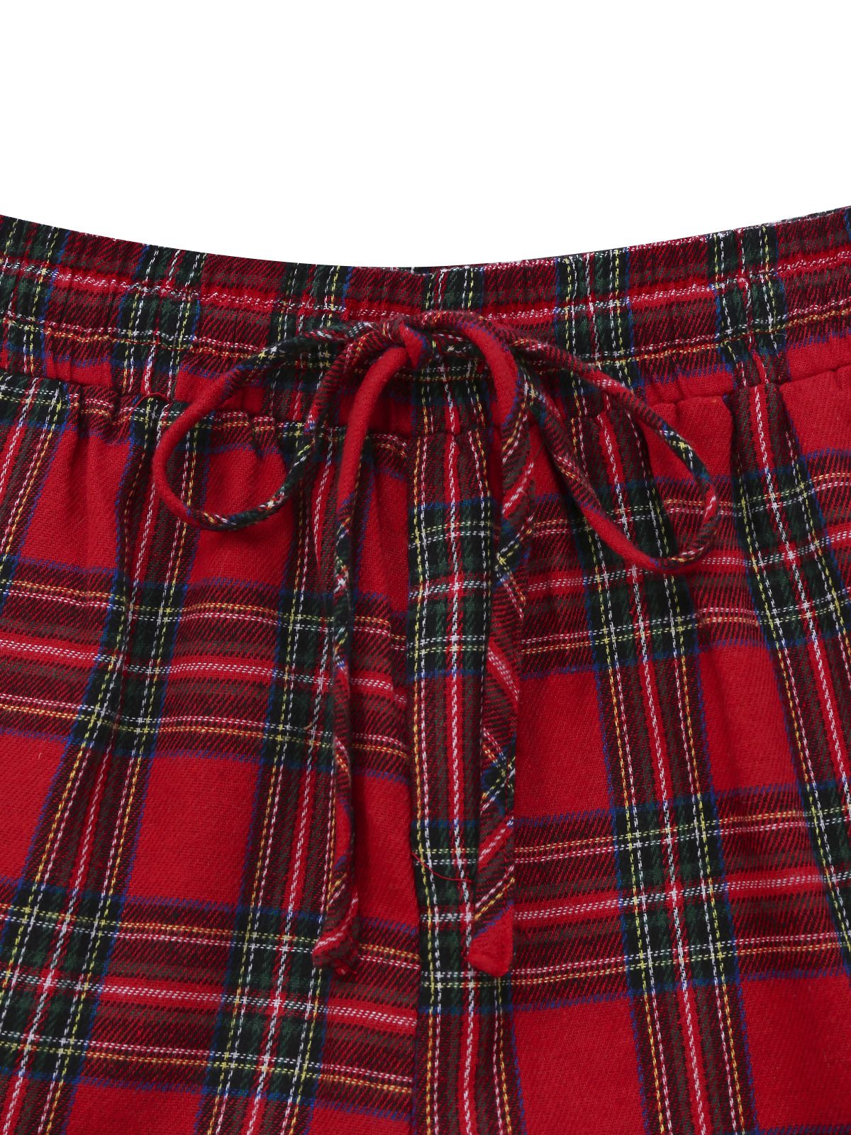 2PCS Red 1930s Christmas Plaid Pajama Set - Image 3