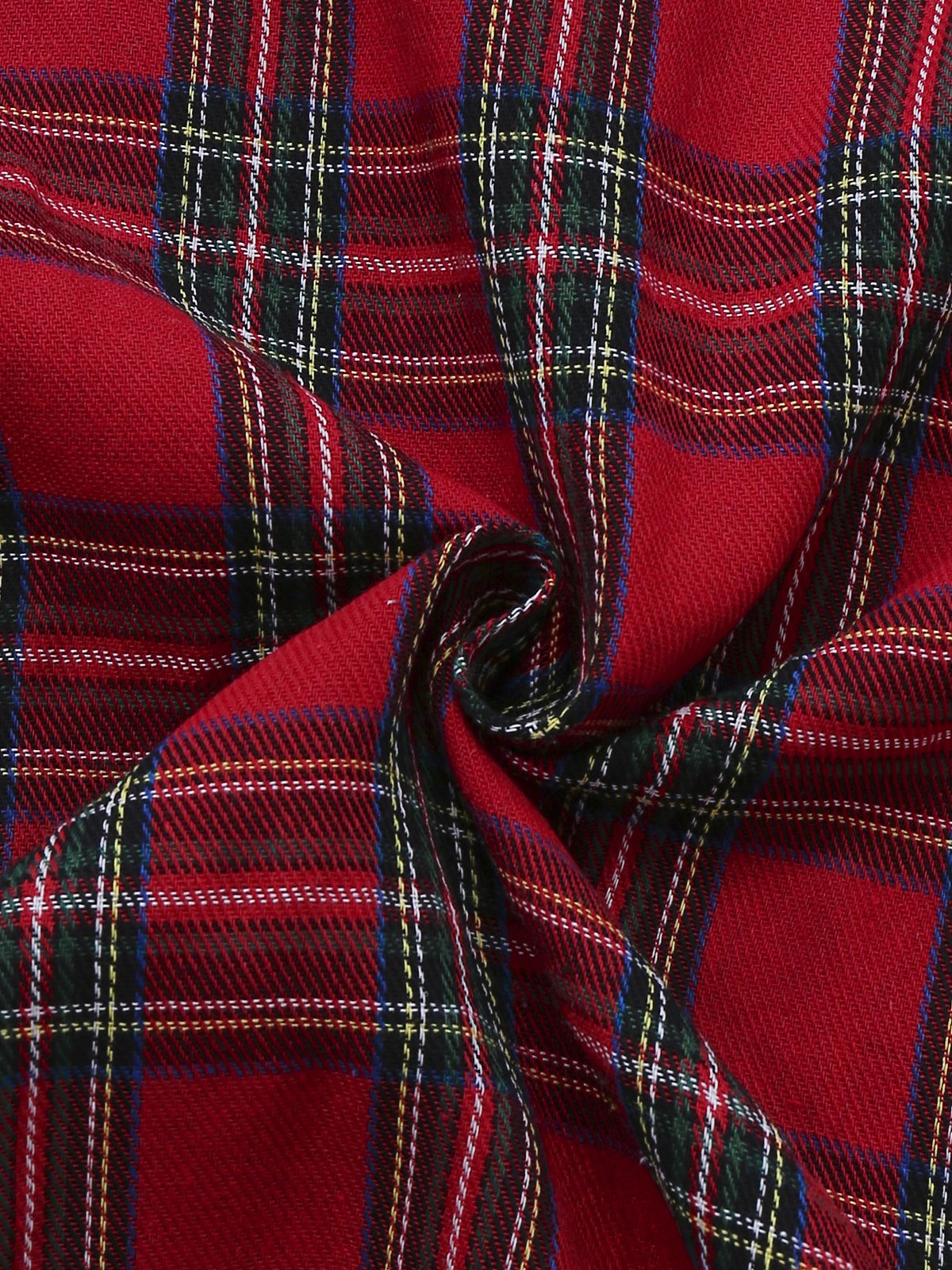 2PCS Red 1930s Christmas Plaid Pajama Set - Image 6