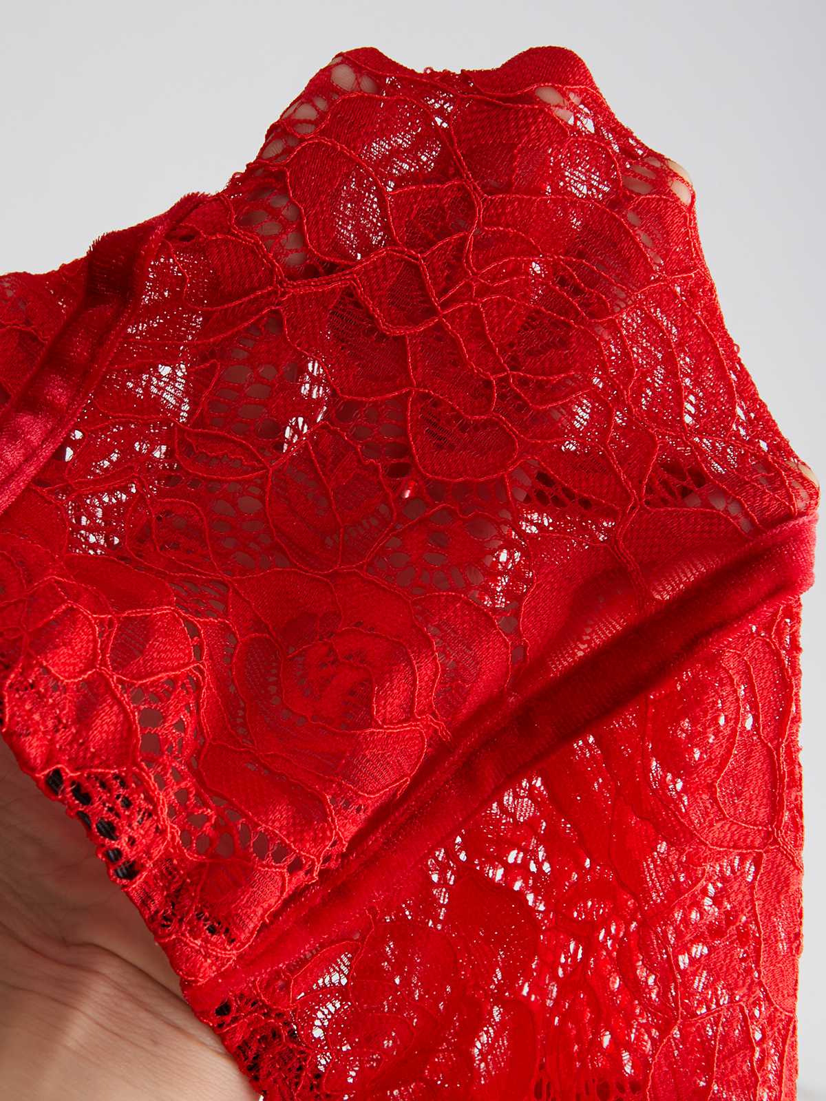Red 1930s Velvet Lace Tank Top With Gloves - Image 2