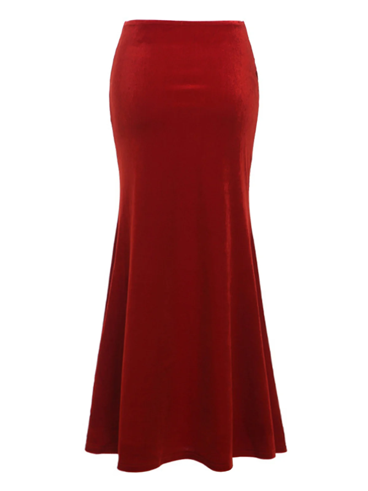 Red 1930s Velvet Lace Mermaid Skirt - Image 2