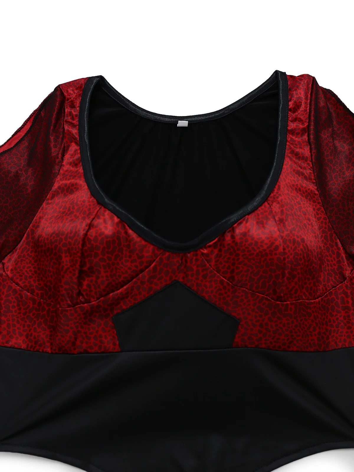 2PCS Red 1930s Wicked Cheetah Mesh Top & Mermaid Skirt - Image 4