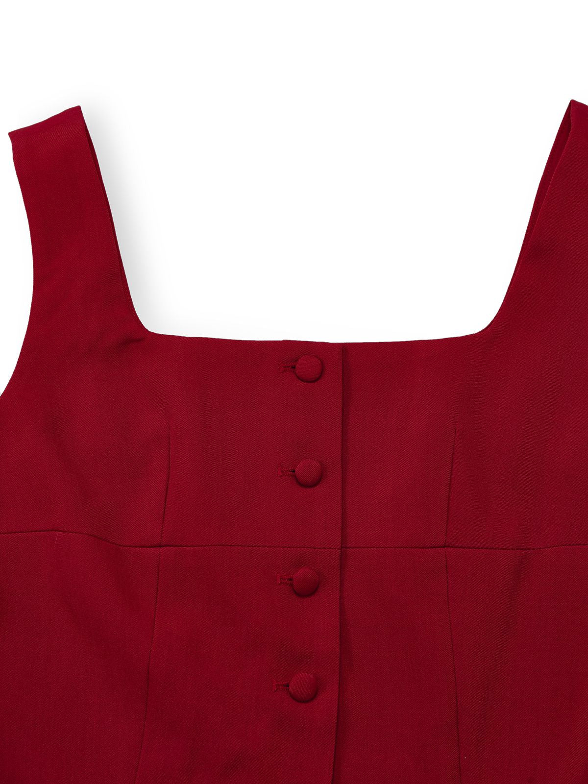 2PCS Red 1940s Square Neck Sleeveless Vest & Skirt - Image 4