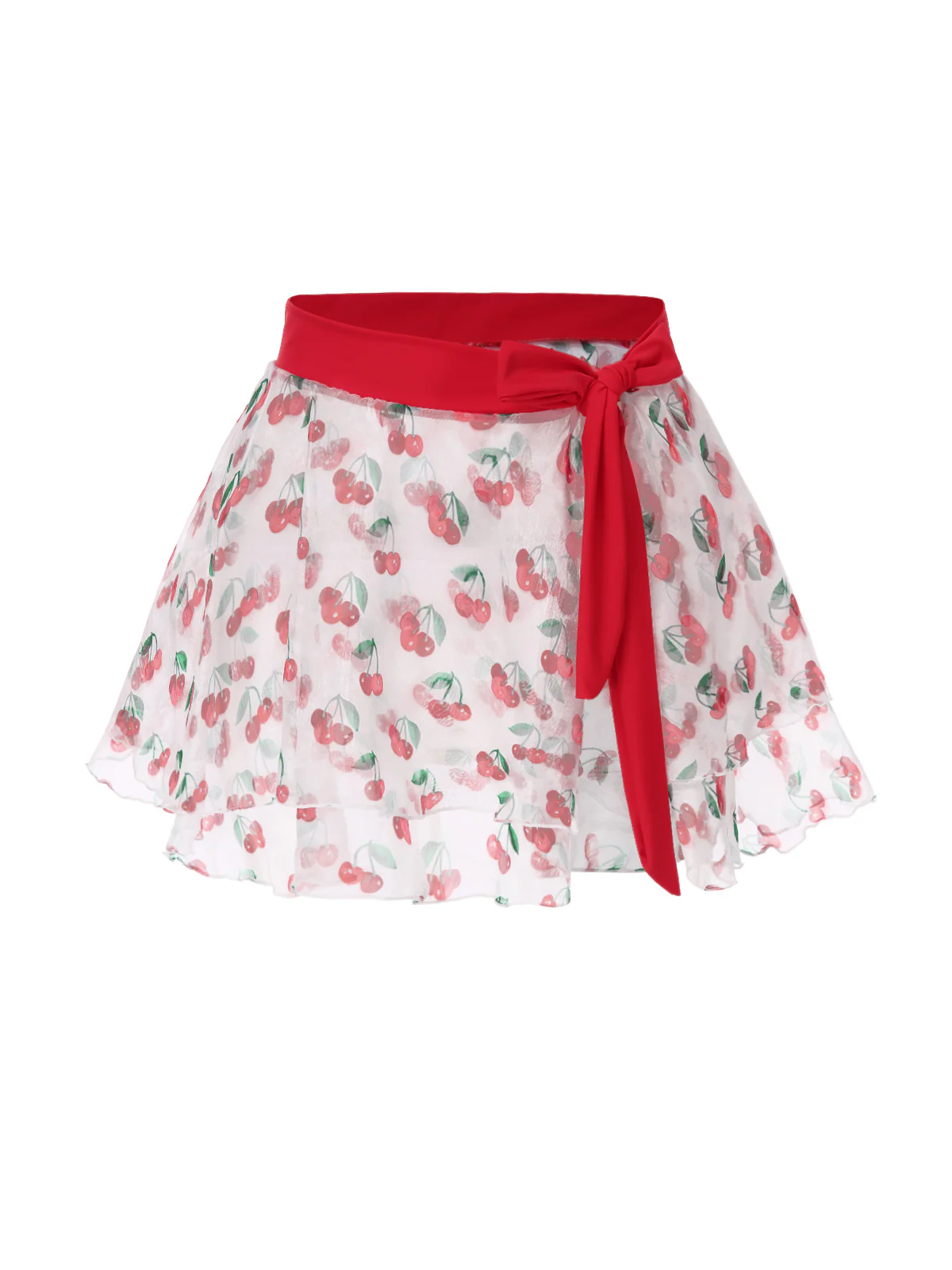 2PCS Red 1950s Cherry Bikini & Tie-Waist Cover up - Image 9