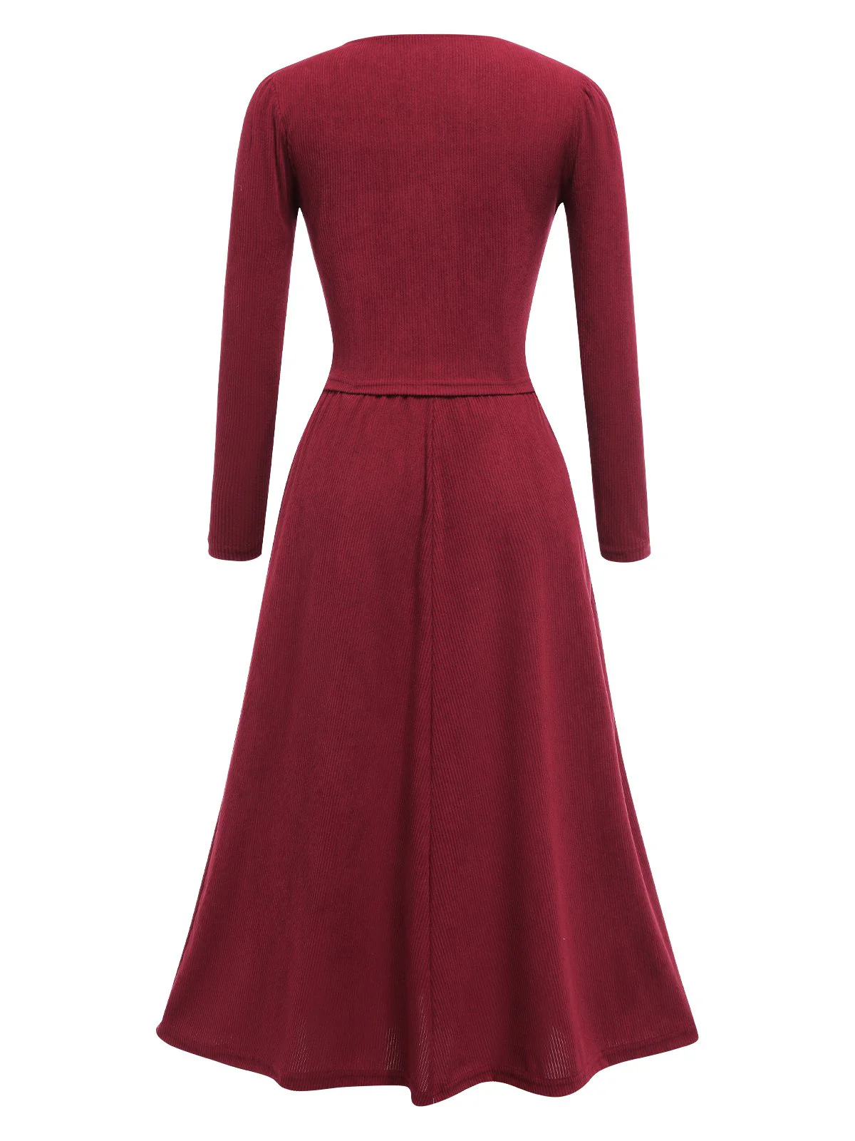 2PCS Red 1950s Corduroy Bow Top & Skirt - Image 3