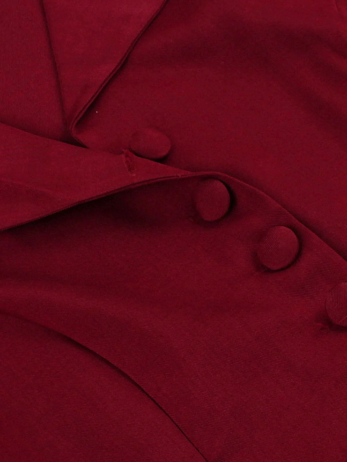 2PCS Red 1950s Solid Ruffled Button Top & Skirt - Image 4