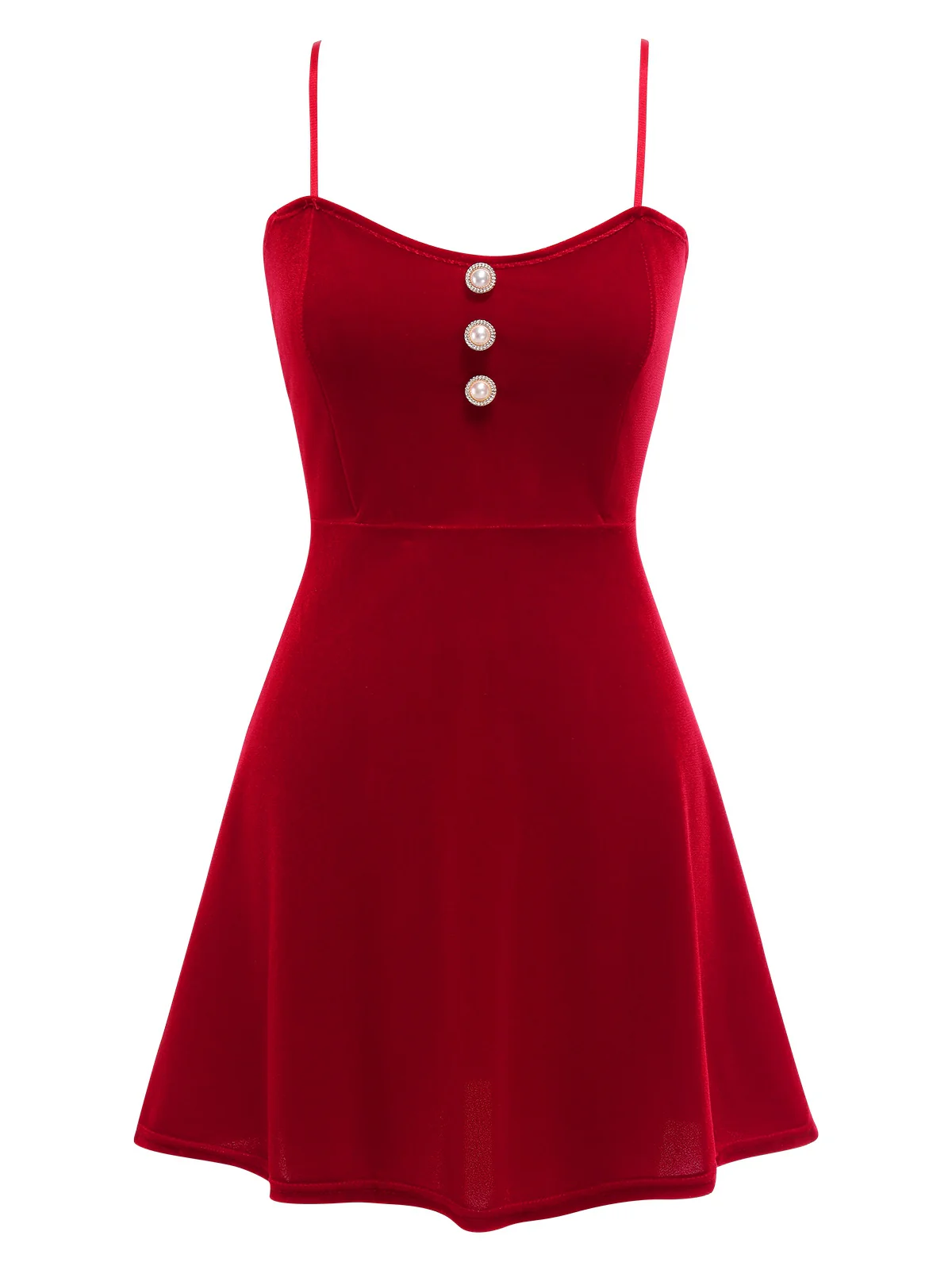 2PCS Red 1950s Velvet Straps Dress & Short Coat - Image 2