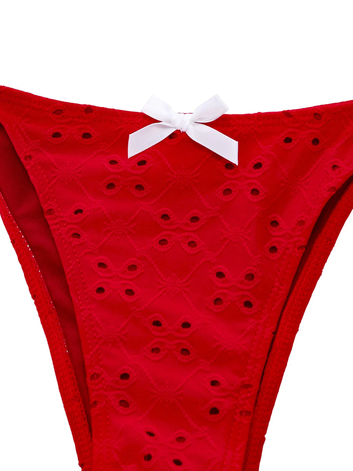 2PCS Red 1960s Cutout Ruffled Tankini Set & Cover-Up - Image 12