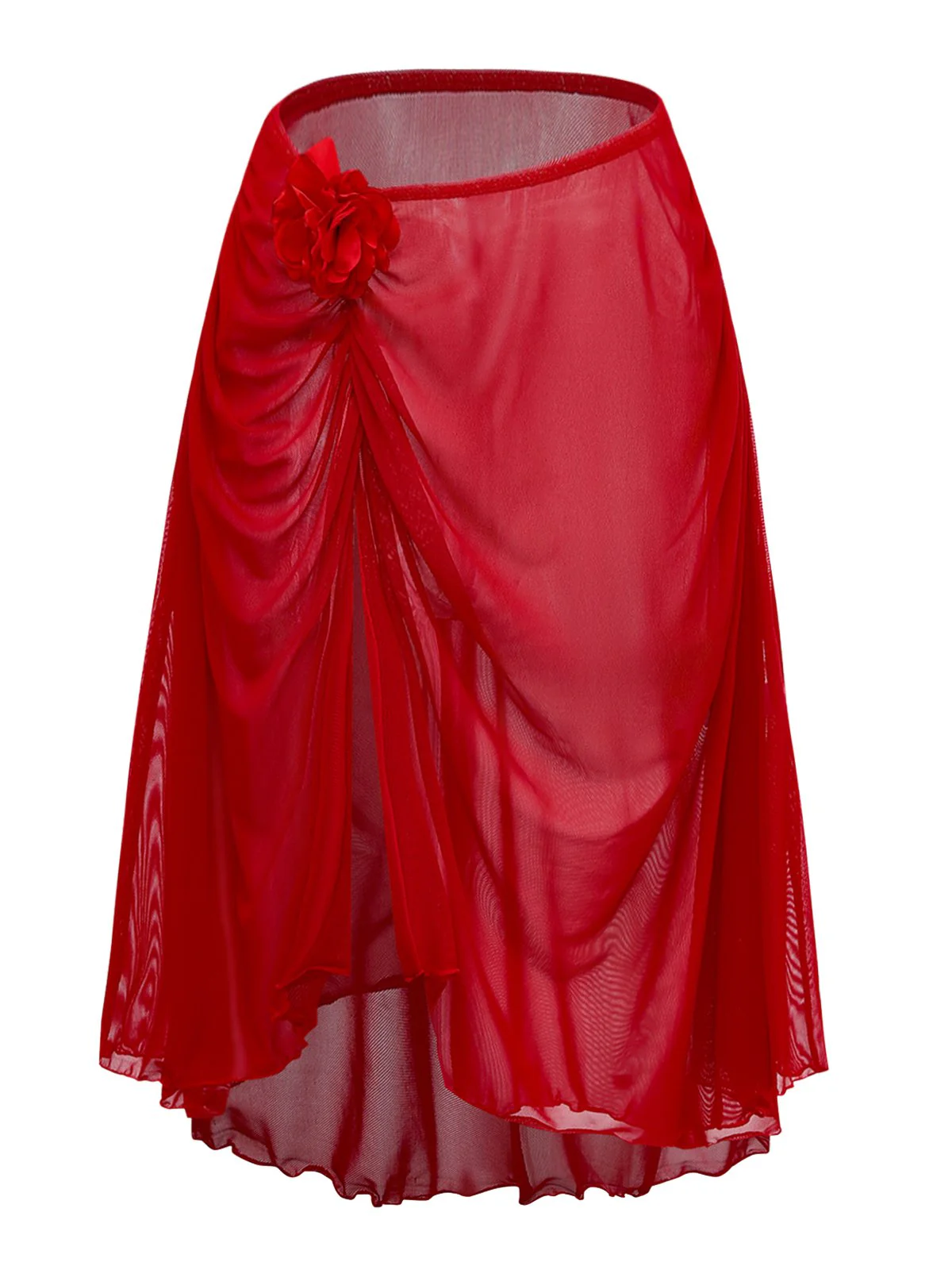 2PCS Red 1960s Cutout Ruffled Tankini Set & Cover-Up - Image 14