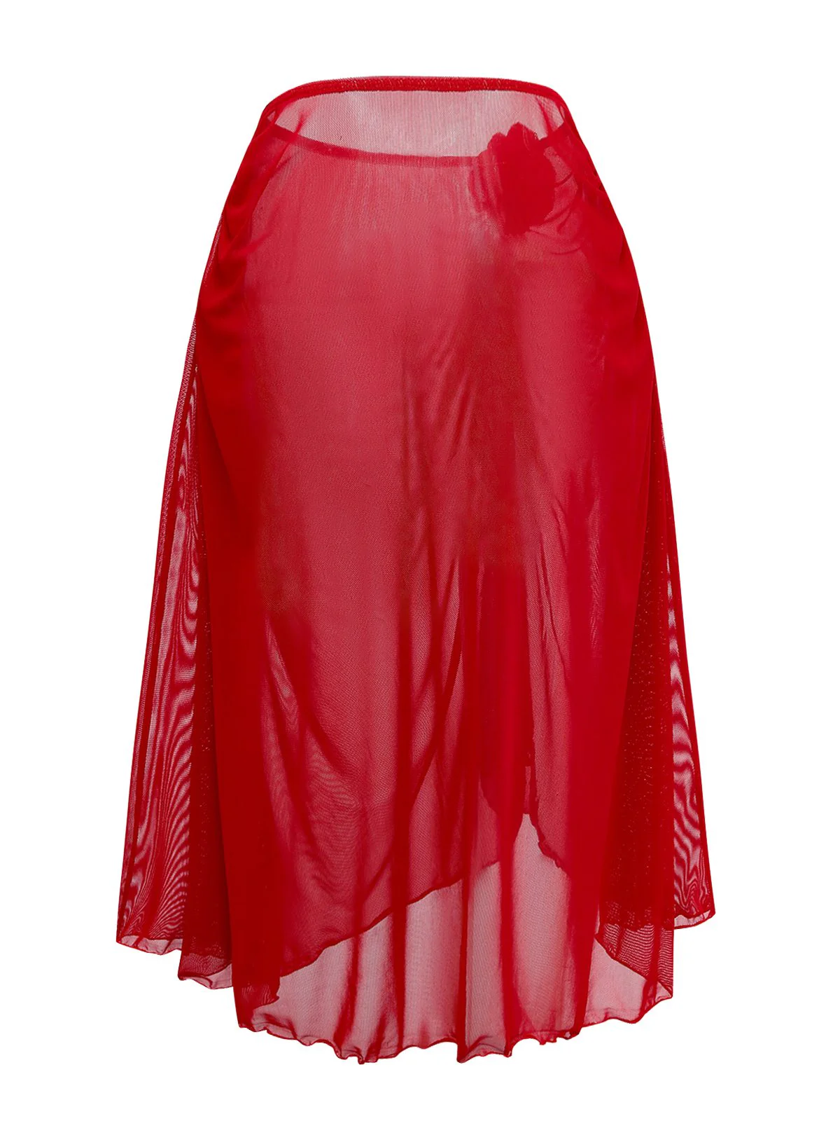2PCS Red 1960s Cutout Ruffled Tankini Set & Cover-Up - Image 16