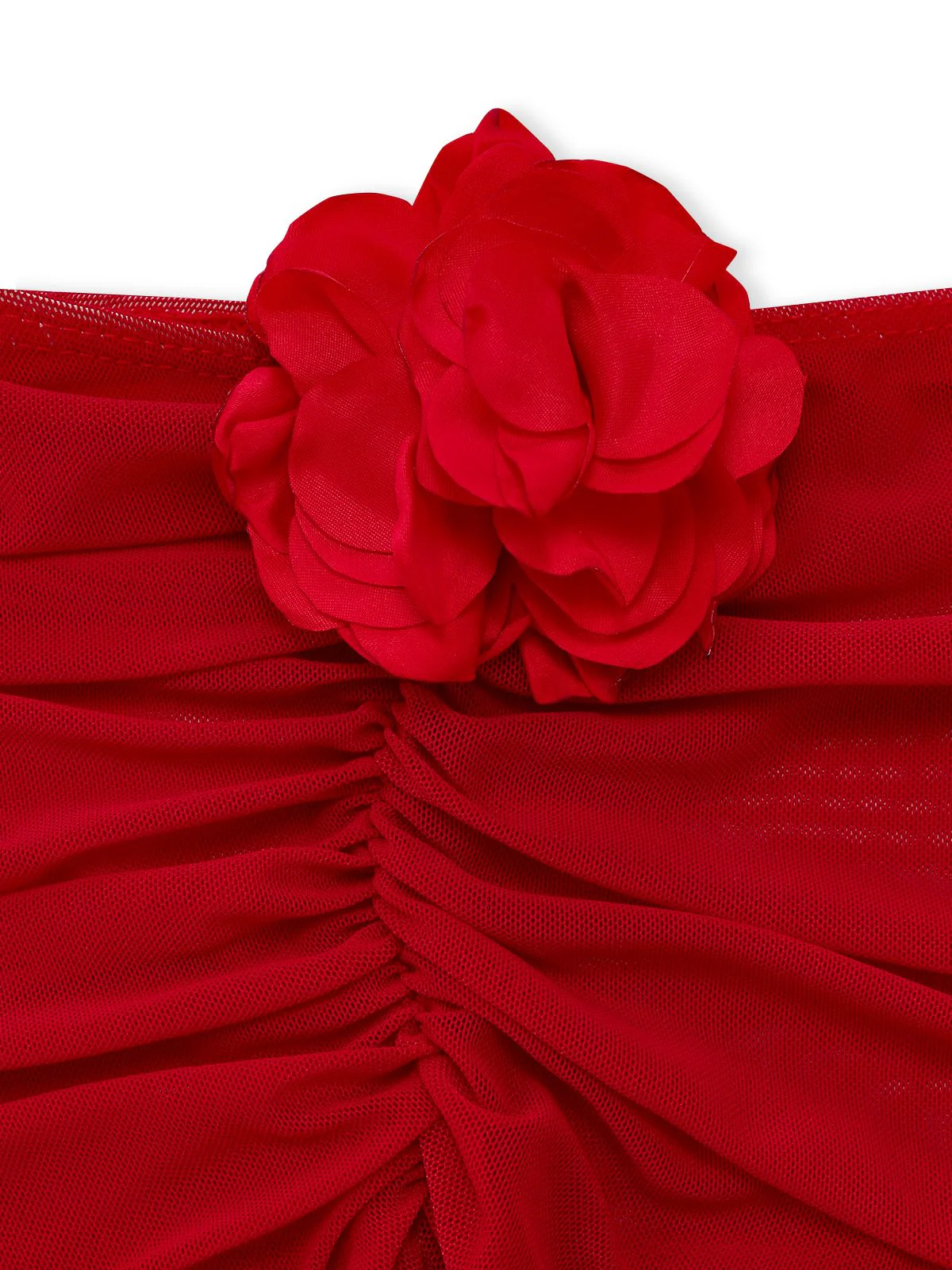 2PCS Red 1960s Cutout Ruffled Tankini Set & Cover-Up - Image 17