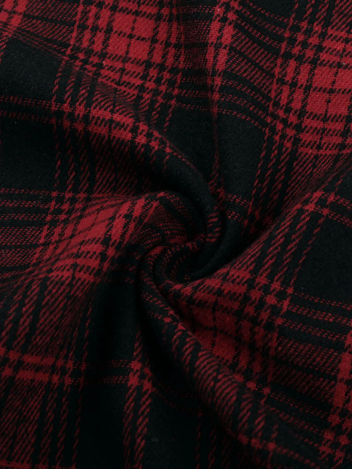 2PCS Red 1980s Plaid Smocked Top & High-Low Hem Skirt - Image 13