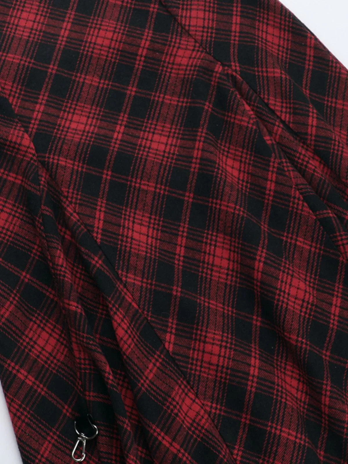 2PCS Red 1980s Plaid Smocked Top & High-Low Hem Skirt - Image 17