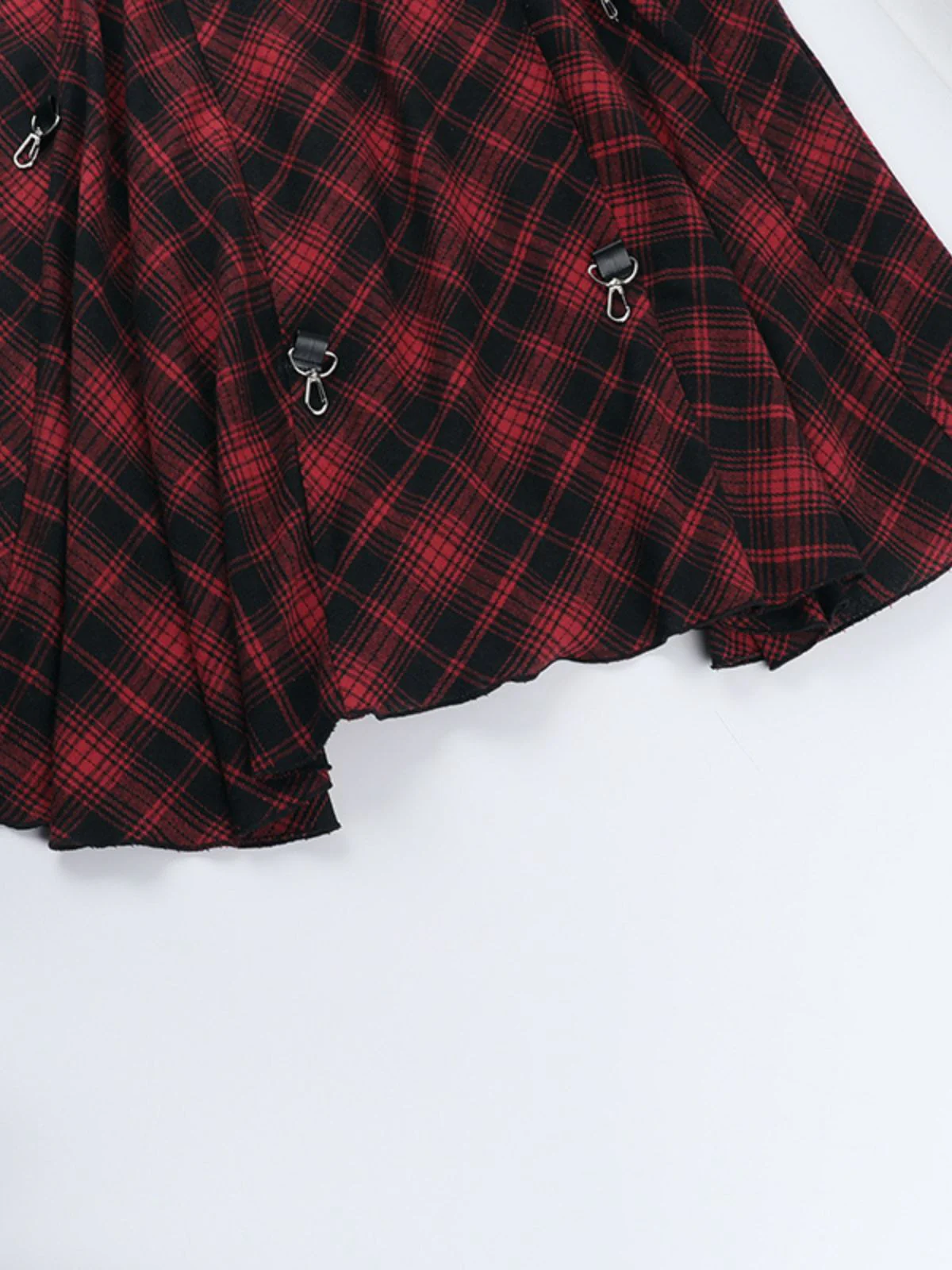 2PCS Red 1980s Plaid Smocked Top & High-Low Hem Skirt - Image 18
