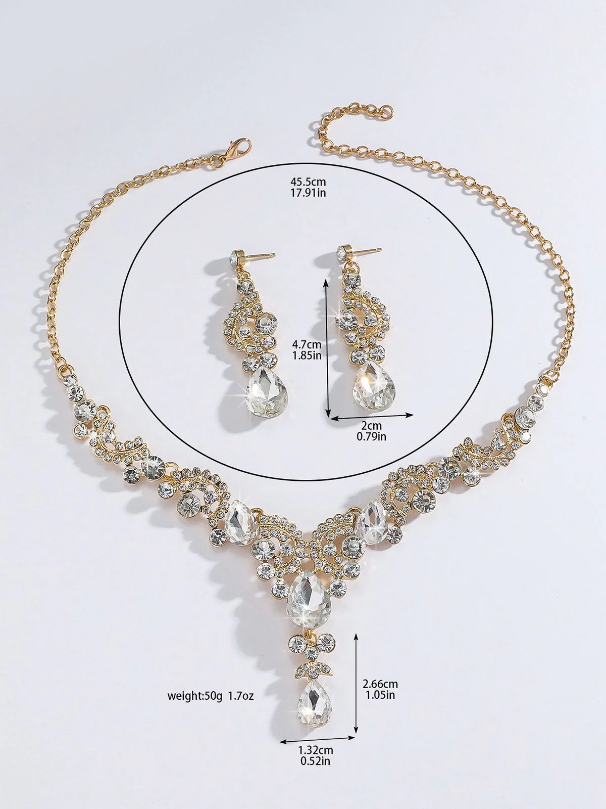 2PCS Rhinestone Necklace & Earrings Set - Image 3
