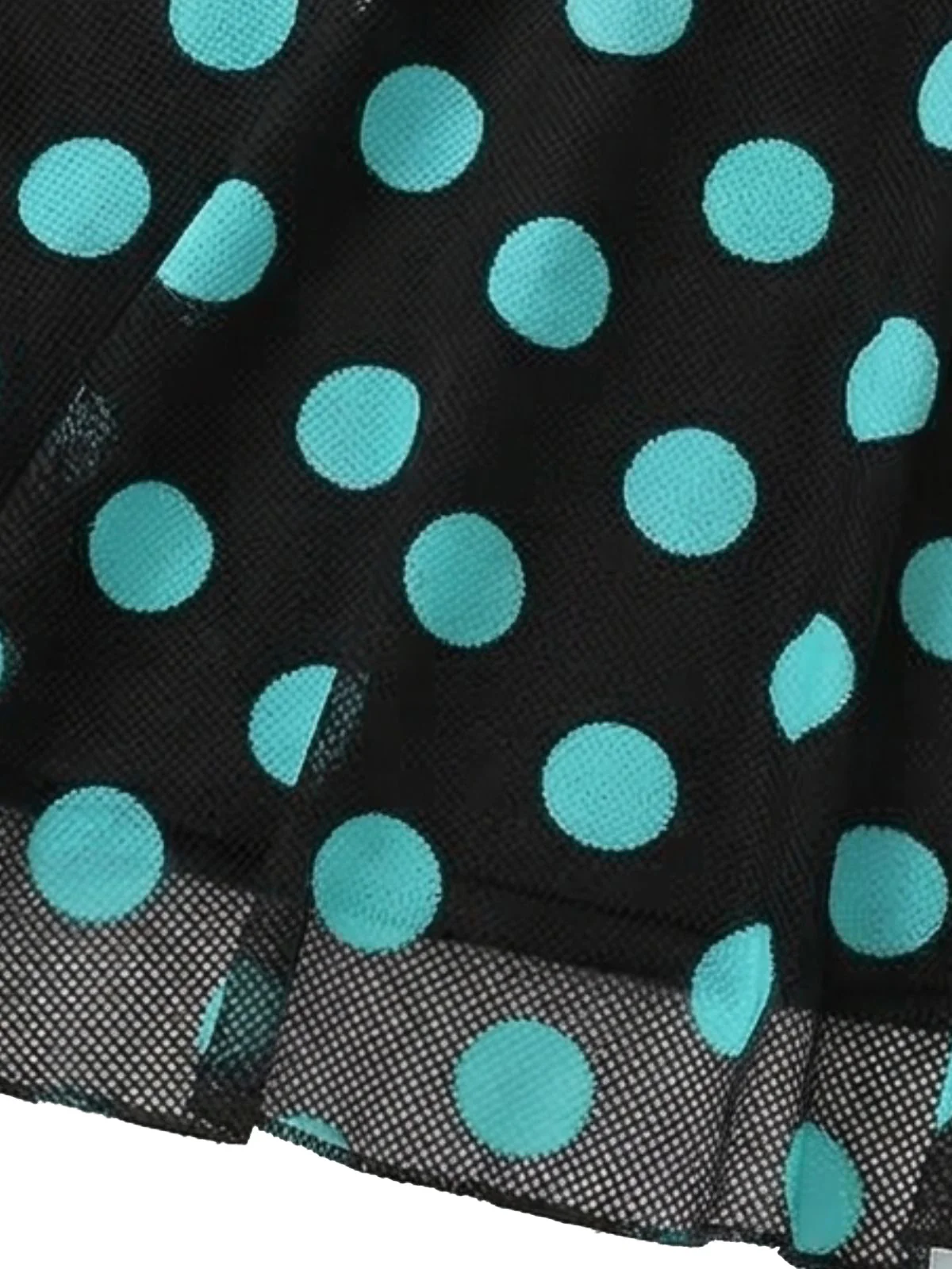 2PCS Turquoise 1980s Polka Dot Mesh Tankini Set - Image 7