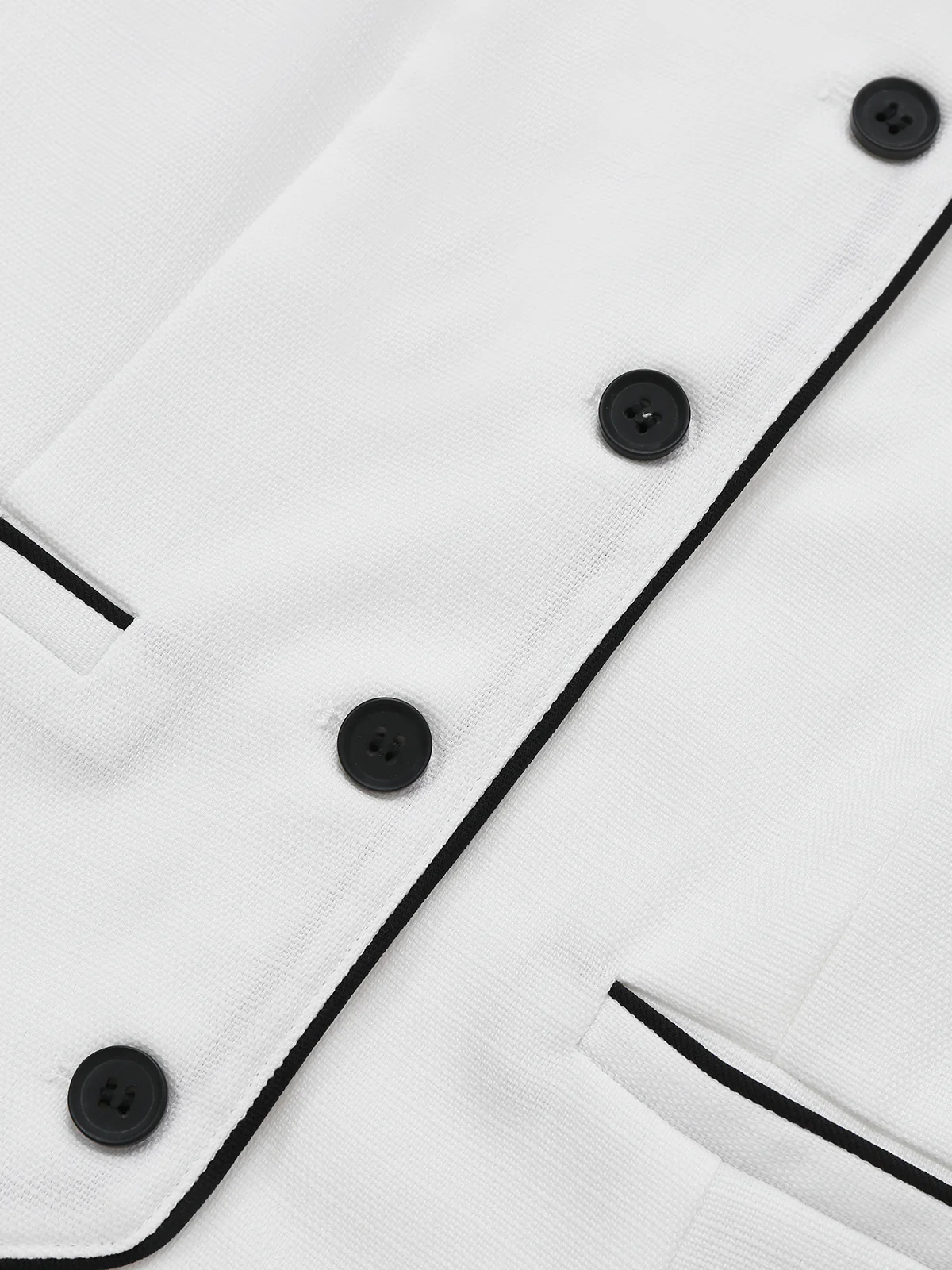 2PCS White 1960s Lapel Collar Button Sleeveless Suit - Image 4