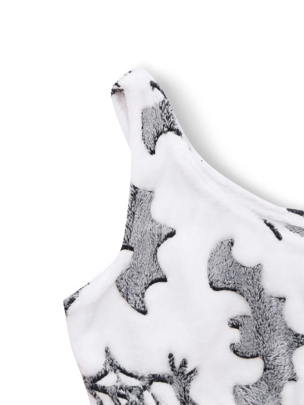 2PCS White 1970s Glowing Halloween Spider Flannel Pajama Set - Image 3