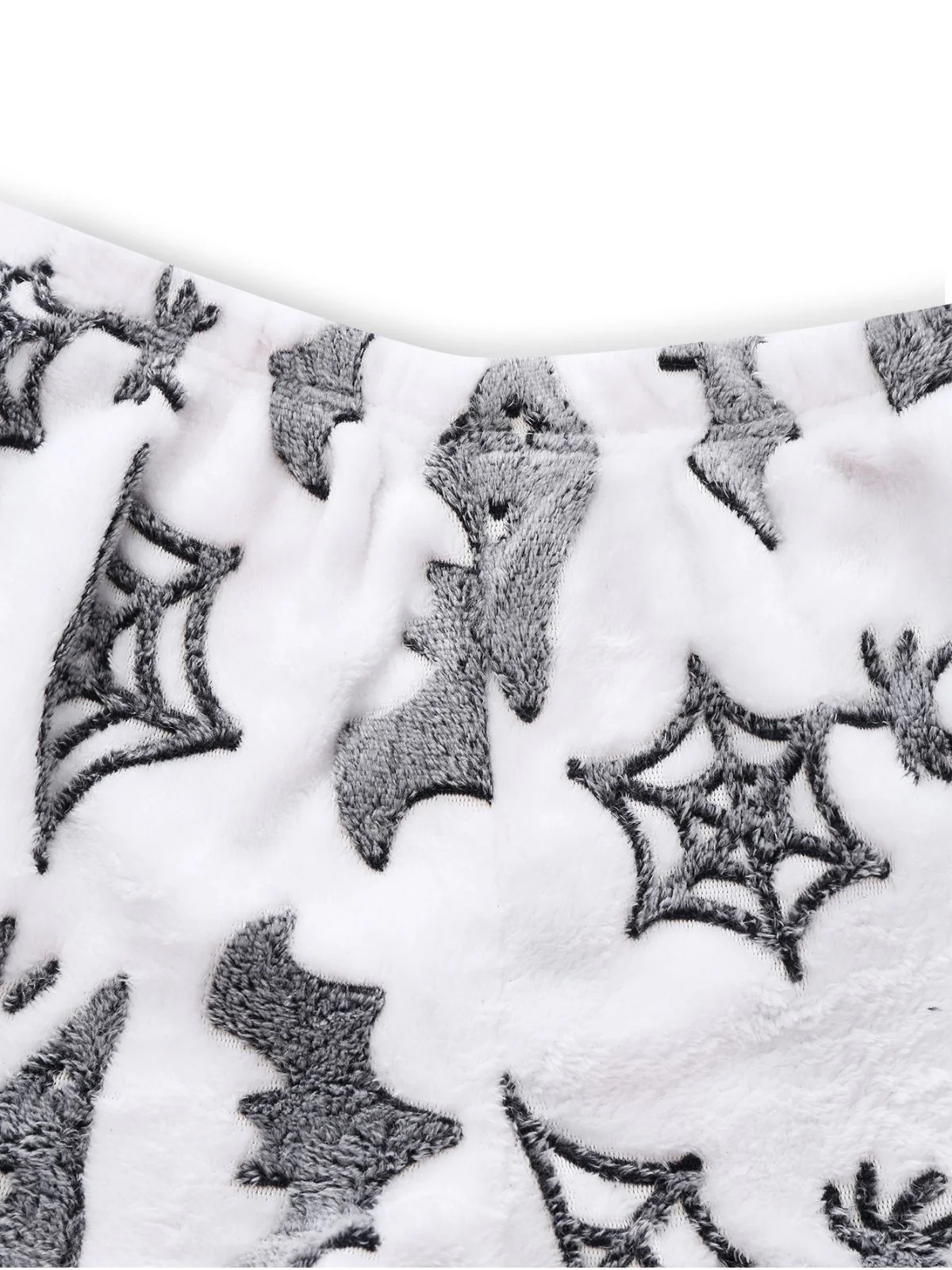 2PCS White 1970s Glowing Halloween Spider Flannel Pajama Set - Image 4