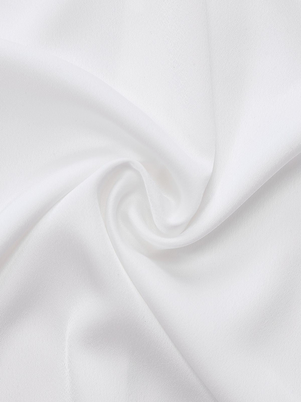 White 1940s Solid Tie Neck Satin Blouse - Image 8