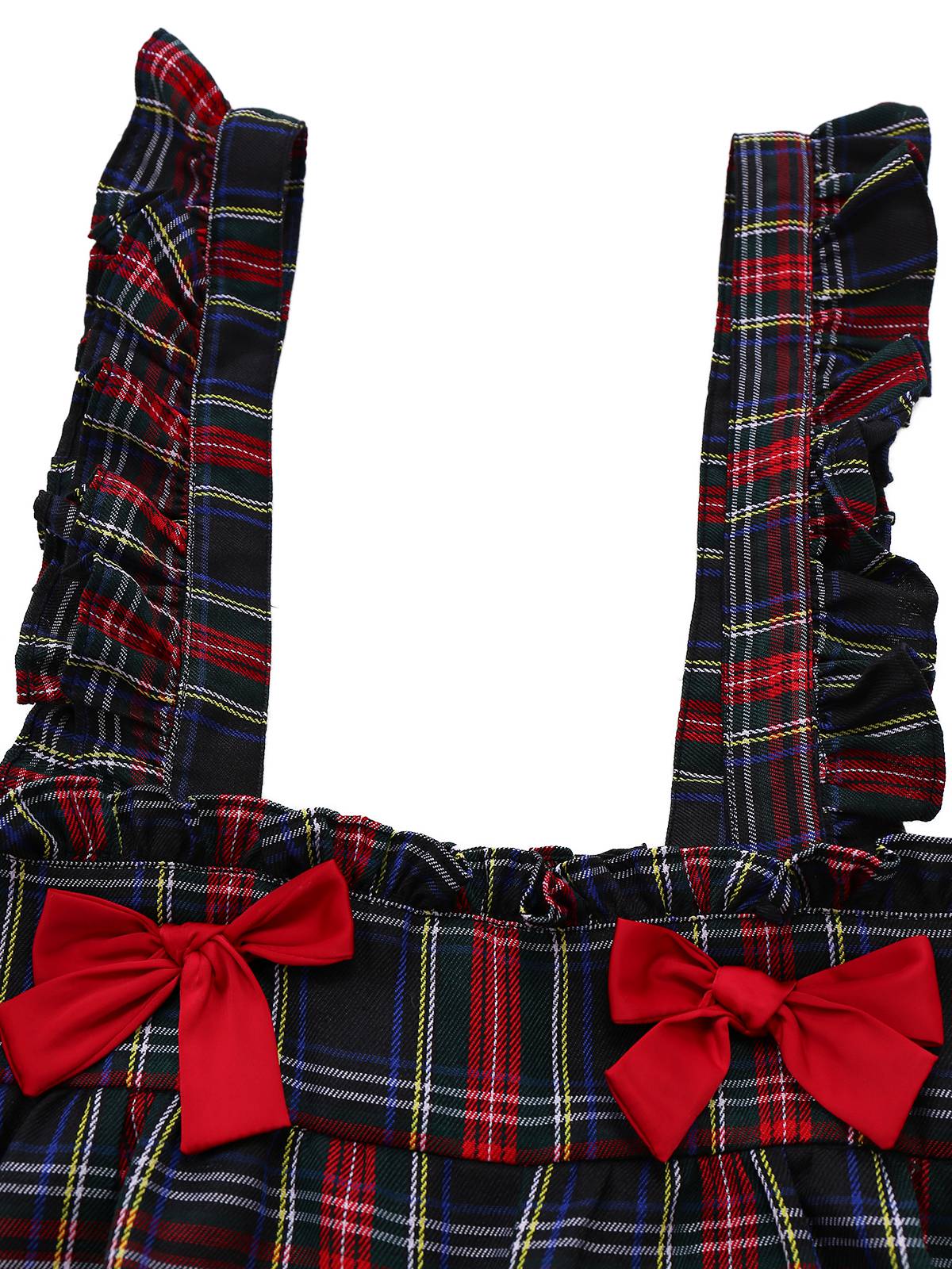 2PCS White & Black 1940s Blouse & Tartan Overall Pants - Image 17