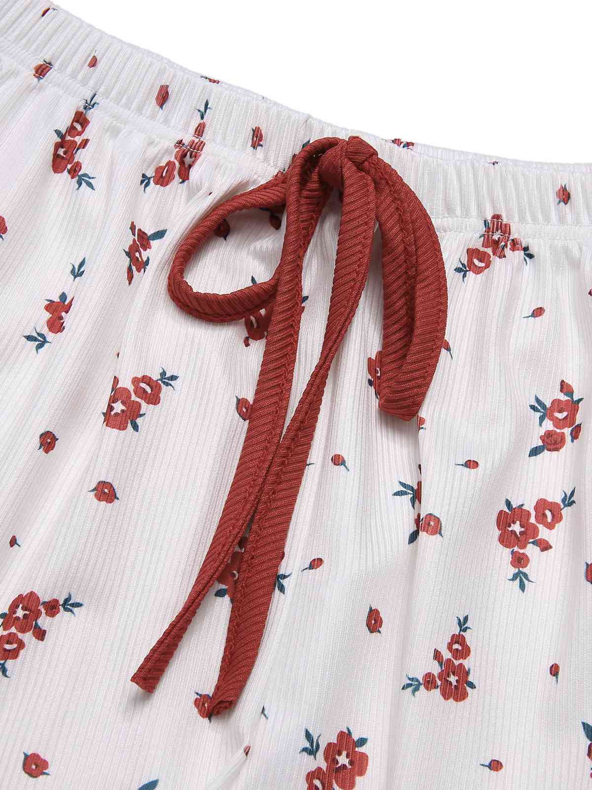 2PCS Wine Red 1950s Lace Straps Pajamas - Image 4